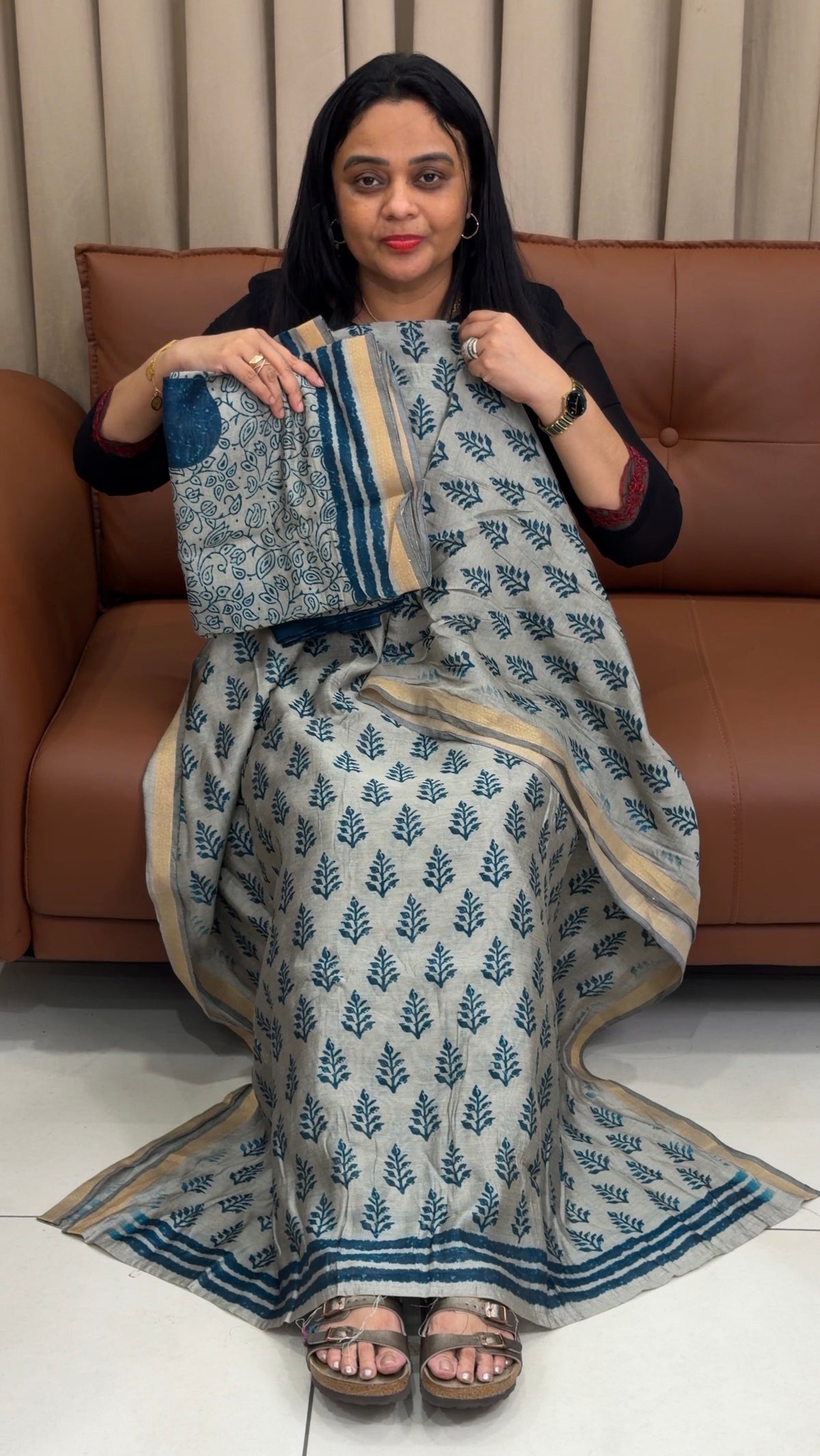 BLOCK PRINTED UNSTITCHED SALWAR SUITS - IHA 35826