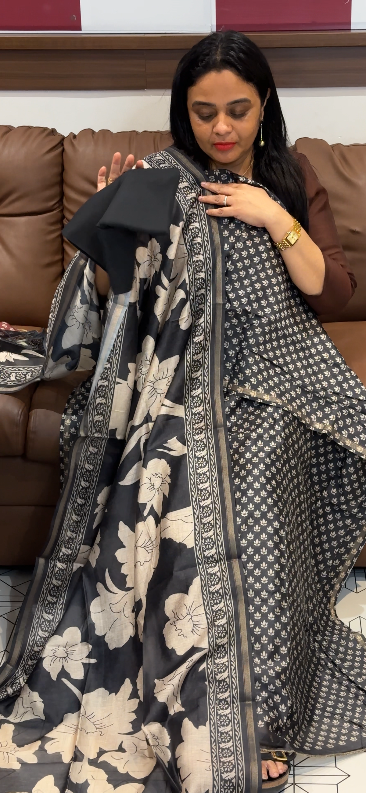 MAHESWARI SILK PRINTED UNSTITCHED SALWAR SUITS - IHA 35704
