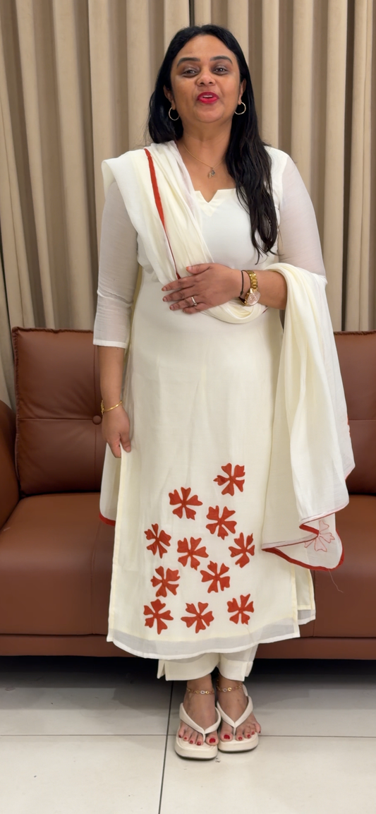 KERALA CREAM UNSTITCHED SALWAR SUITS - IHA 34310