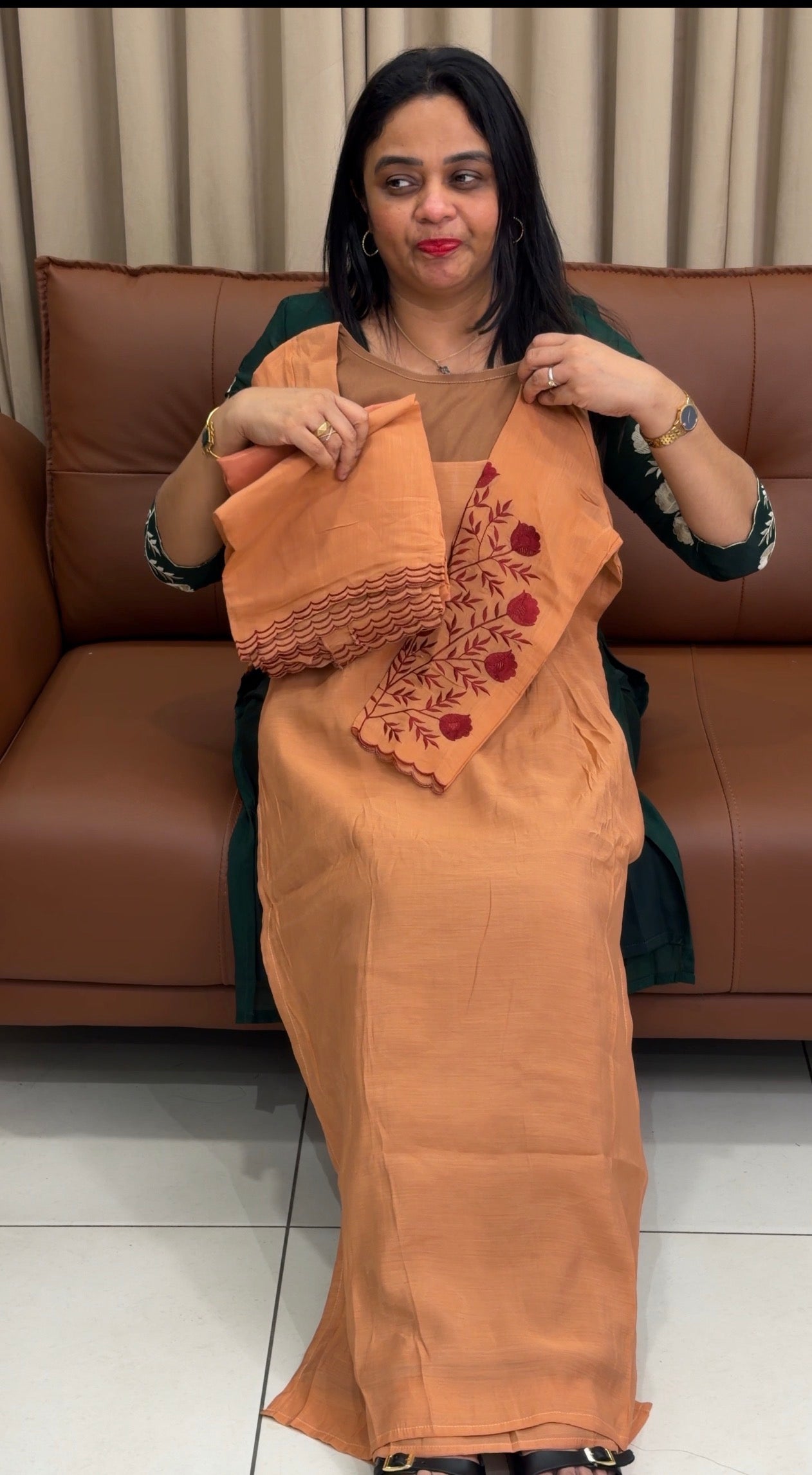 IHA'S IN-HOUSE MALAI CHANDERI TOP,BOTTOM AND DUPATTA - IHA 34059
