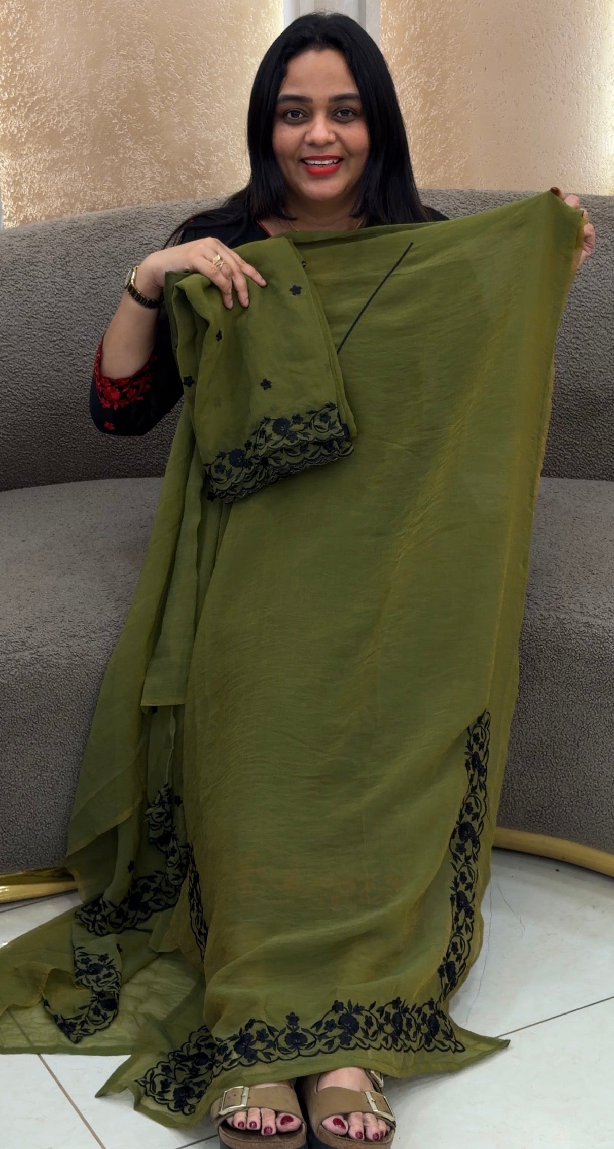 CRUSHED CHIFFON UNSTITCHED SALWAR SUITS - IAH 33036