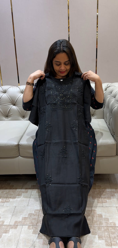 LUCKNOWI CHIKANKARI SLITTED TOP AND BOTTOM - IHA 24335