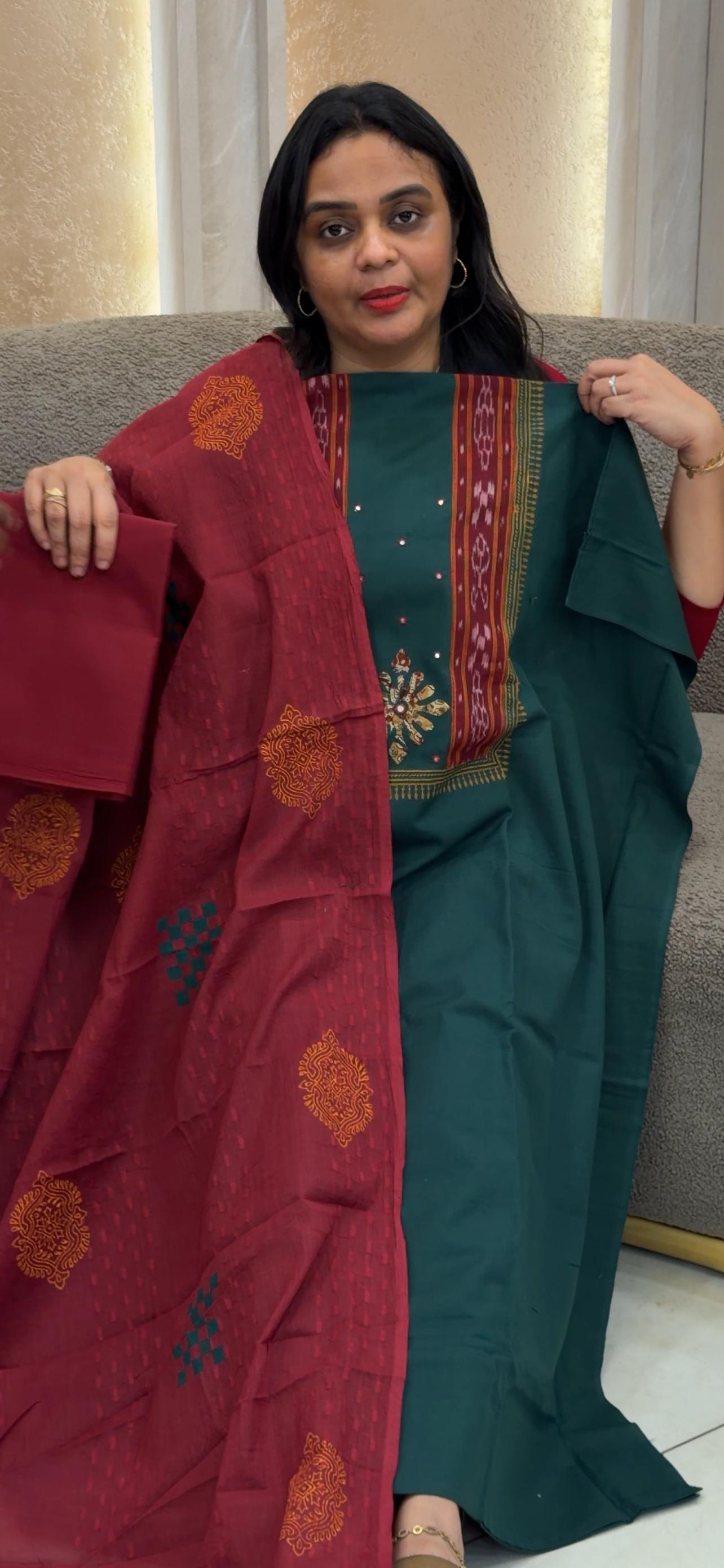 HANDLOOM COTTON UNSTITCHED SALWAR SUITS - IHA 32932