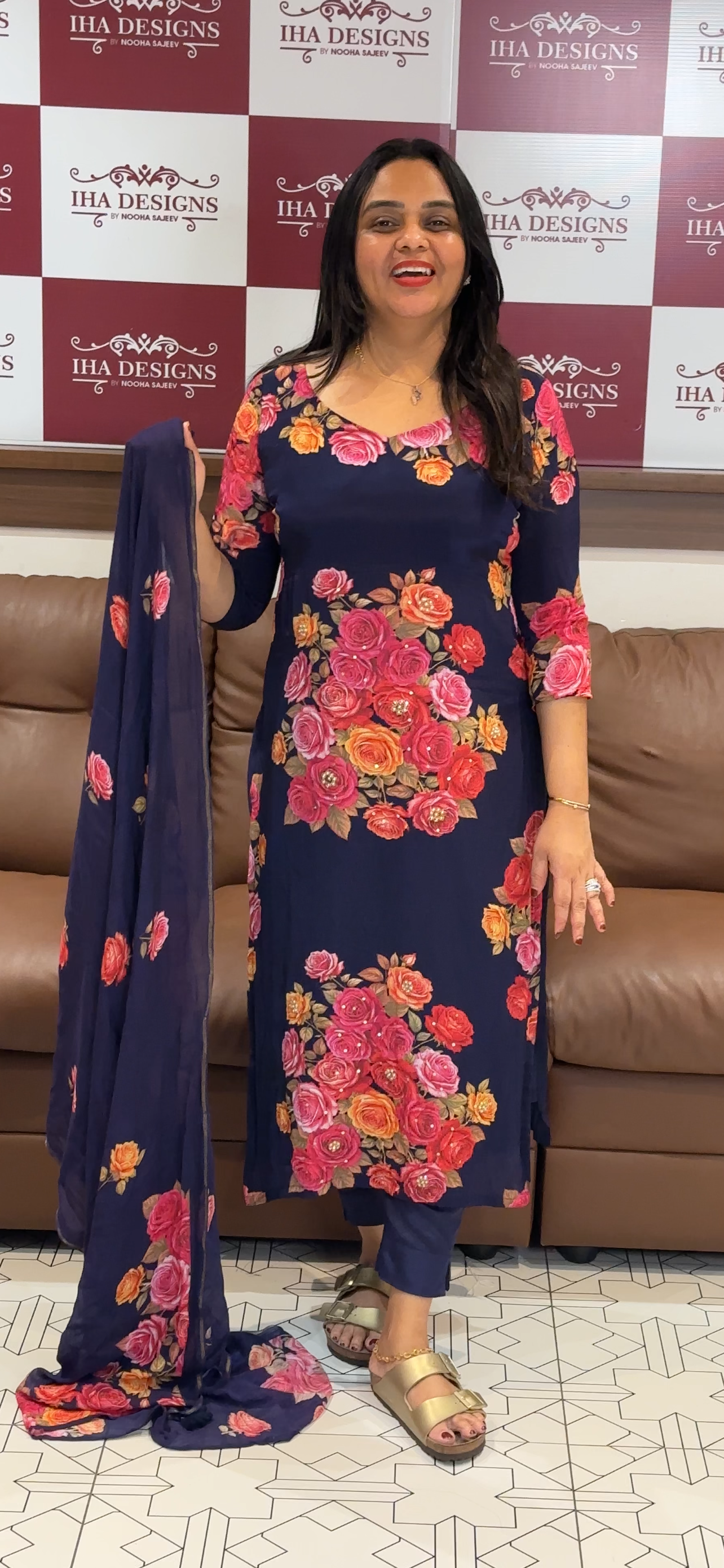 PRINTED CRAPE UNSTITCHED SALWAR SUITS - IHA 33011