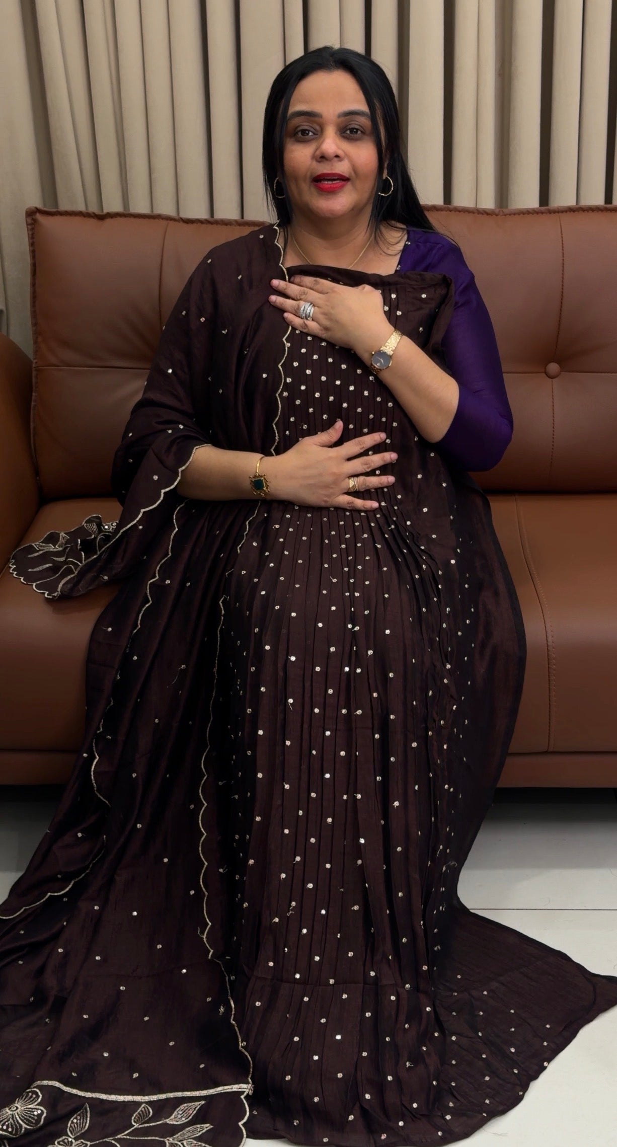 FORWARD SEMI RAW SILK ALINE TOP,BOTTOM AND DUPATTA - IHA 34671