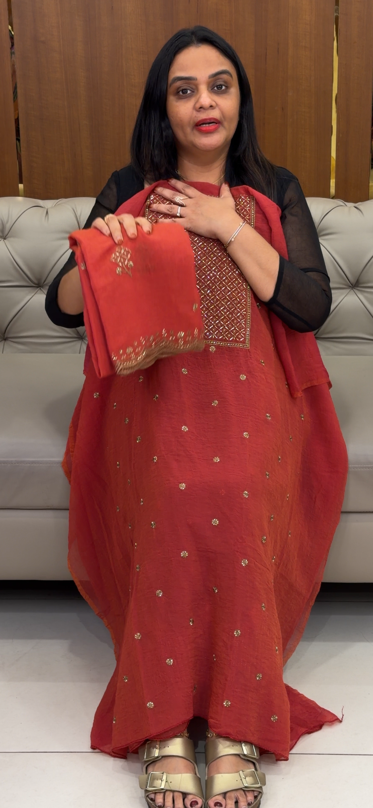 HAND WORKED UNSTITCHED SLAWAR SUITS - IHA 32828