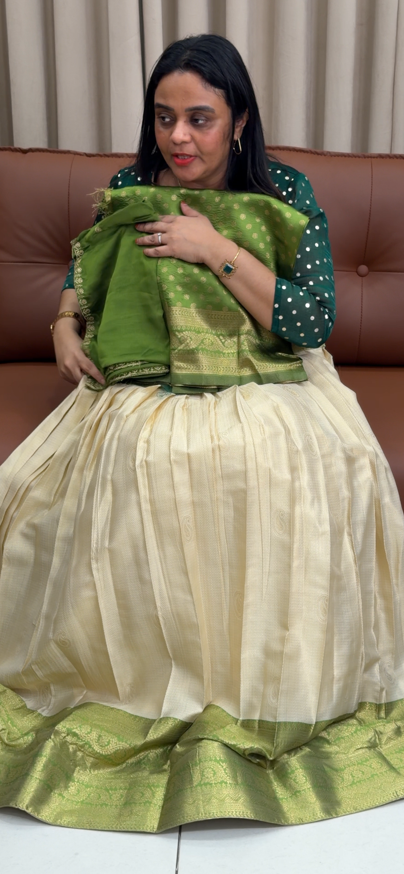 SILK BROCADE SEMI STITCHED DHAVANI - IHA 33598