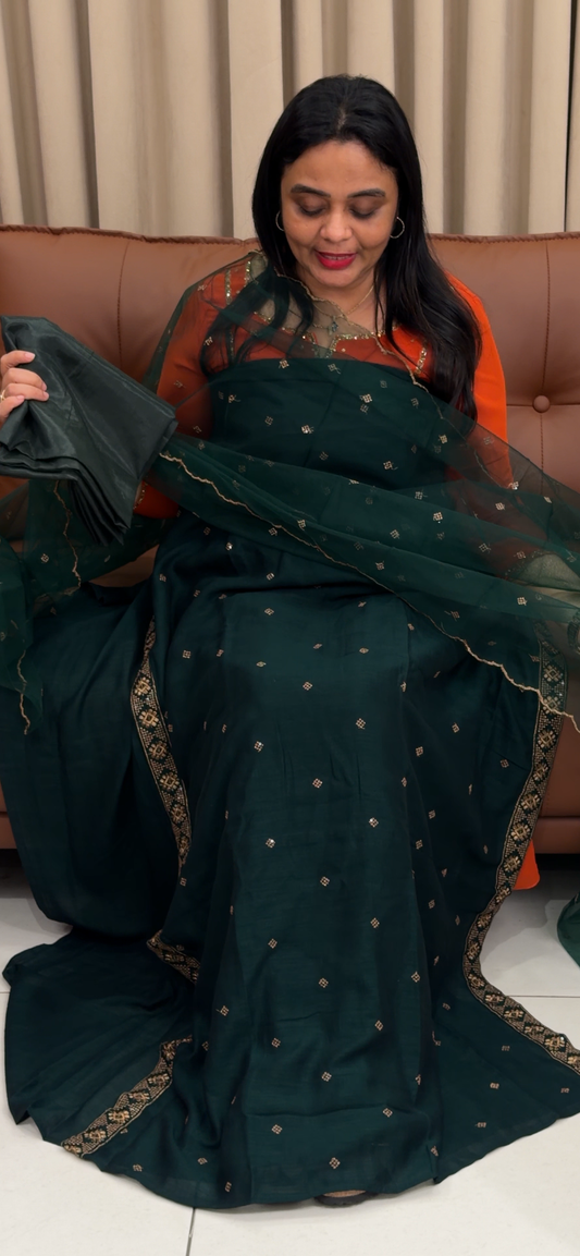 SEMI RAW SILK UNSTITCHED SALWAR SUITS - IHA 34272