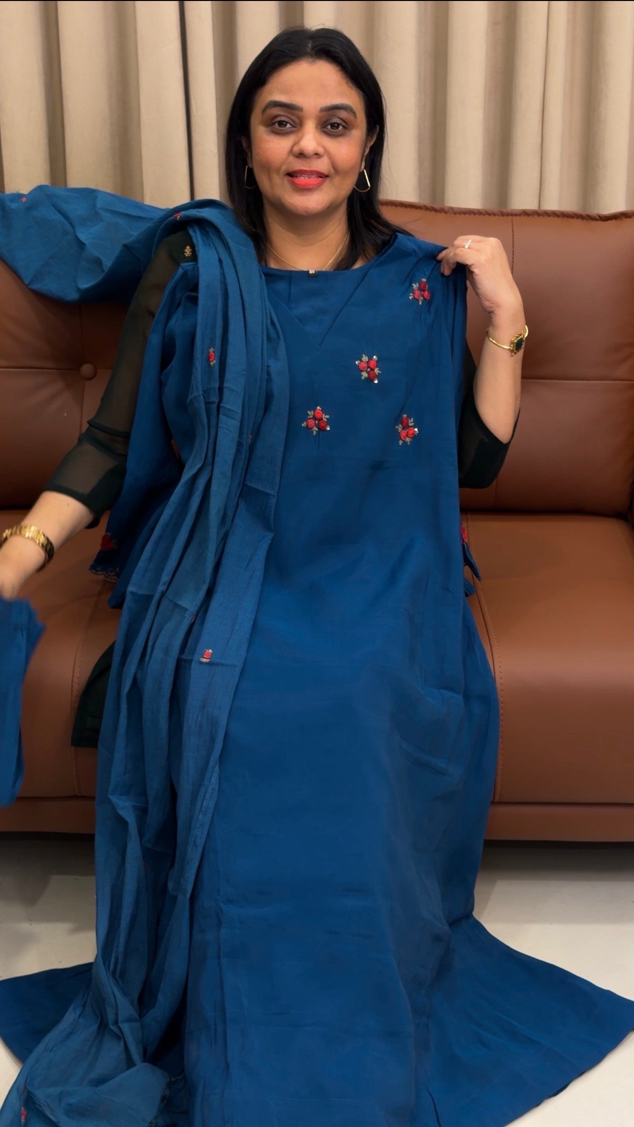 MUL CHANDERI TOP,BOTTOM AND DUPATTA - IHA 33602