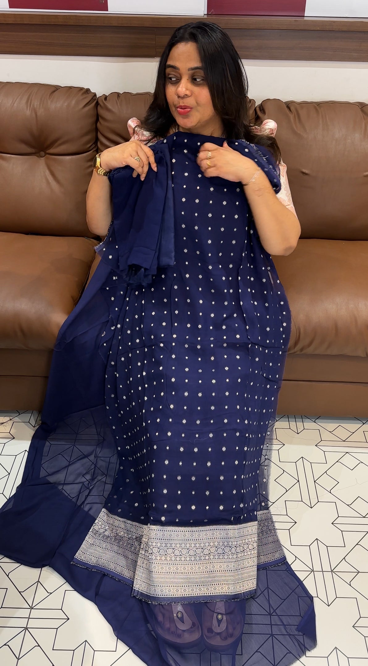 VISCOSE GEORGETTE BANARASI UNSTITCHED SALWAR SUITS - IHA 27715