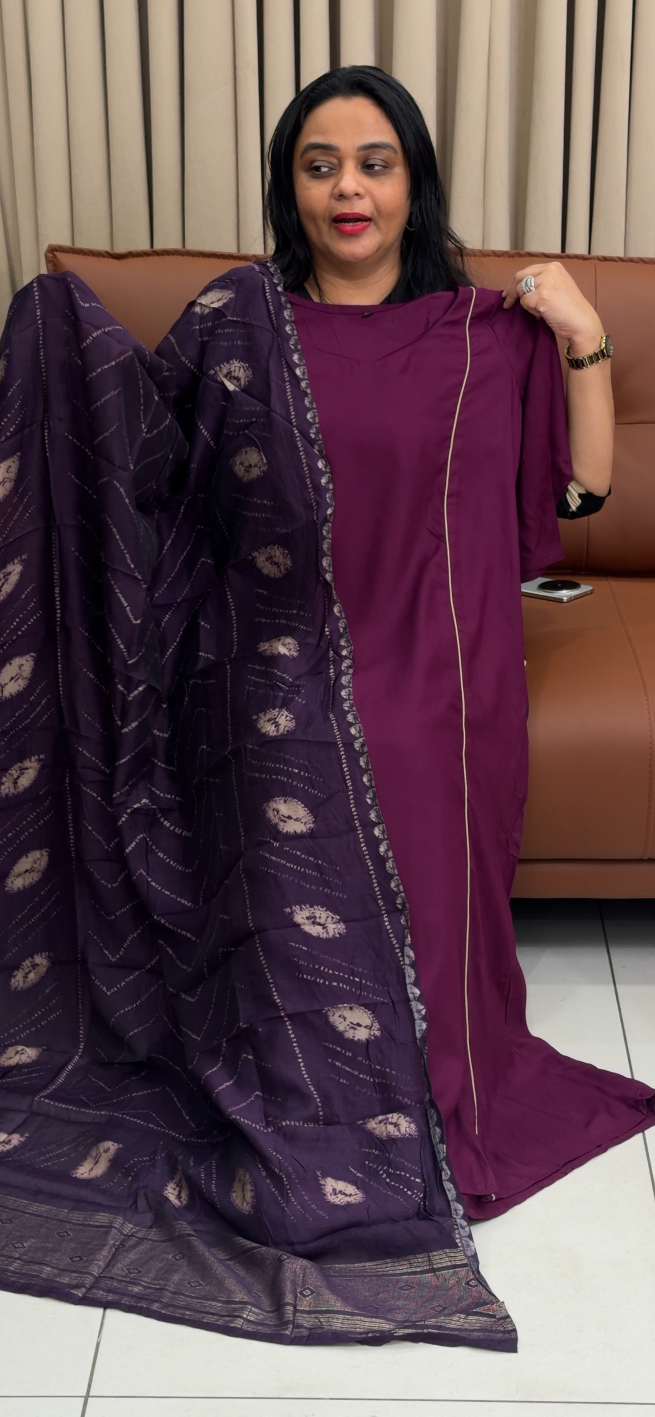 VISCOSE RAYON ALINE TOPS , BOTTOM AND DUPATTA - IHA 34897