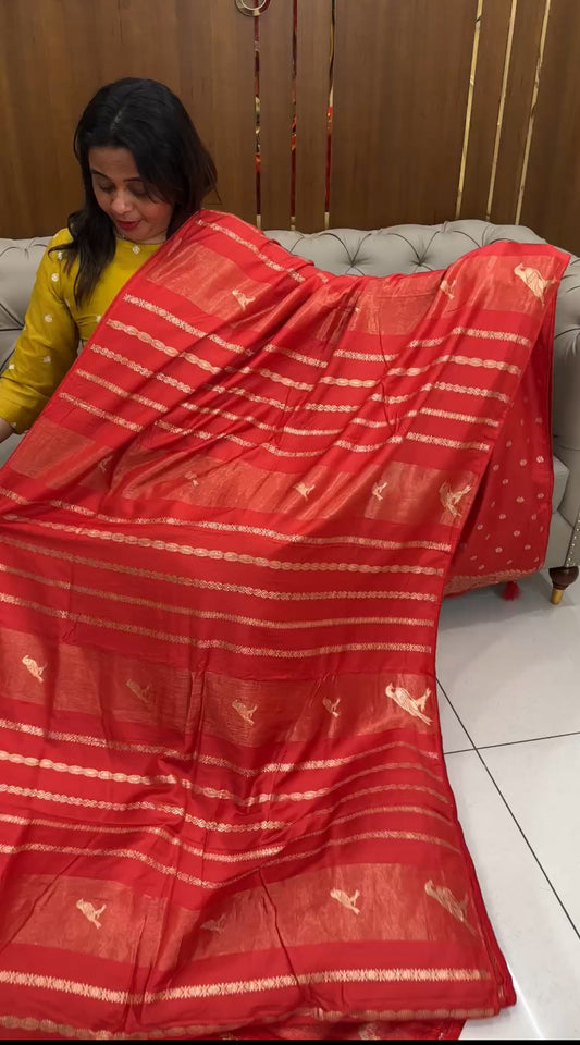 BUDGET BUY SEMI BANARASI SAREES - IHA 26037