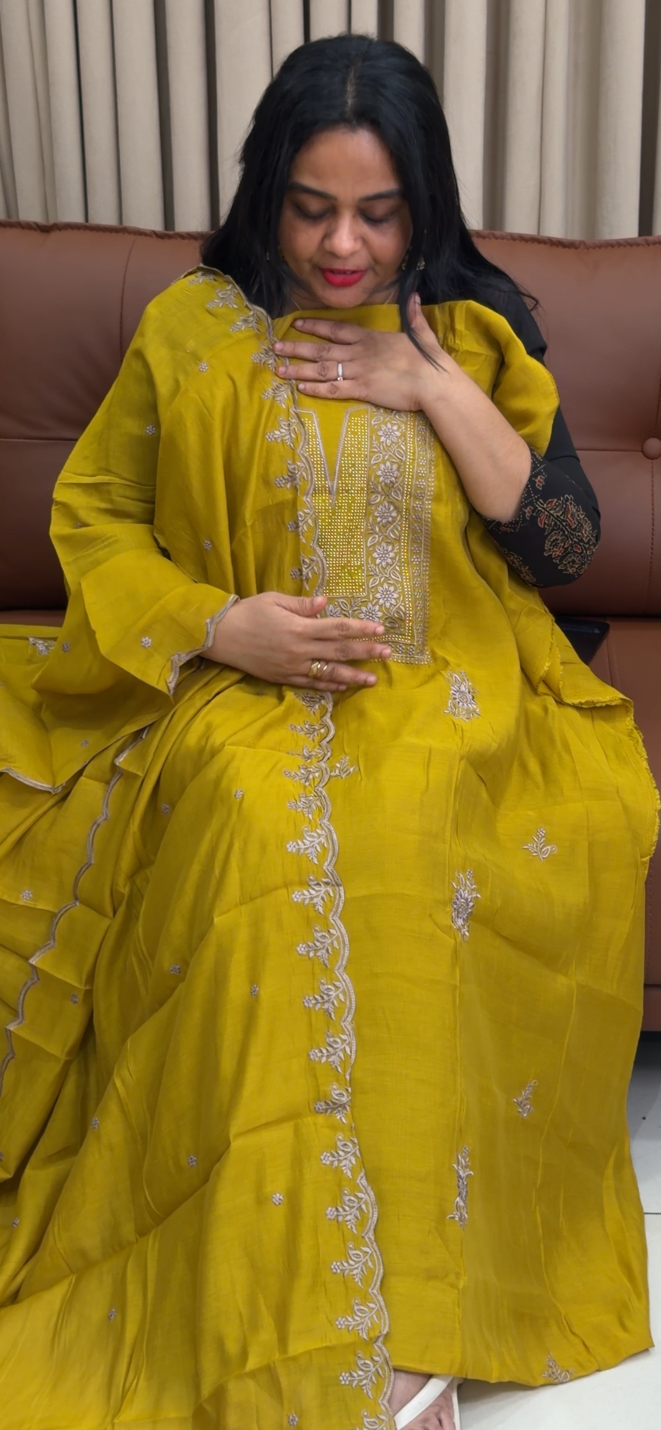 MALAI CHANDERI UNSTITCHED SALWAR SUITS - IHA 34492