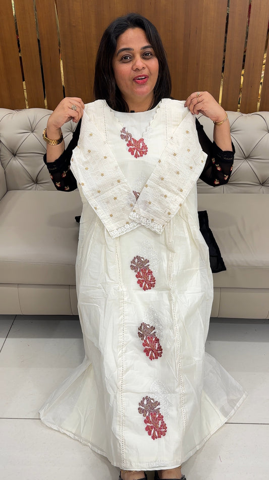 MALAI CHANDERI LONG A-LINE TOPS - IHA 26026
