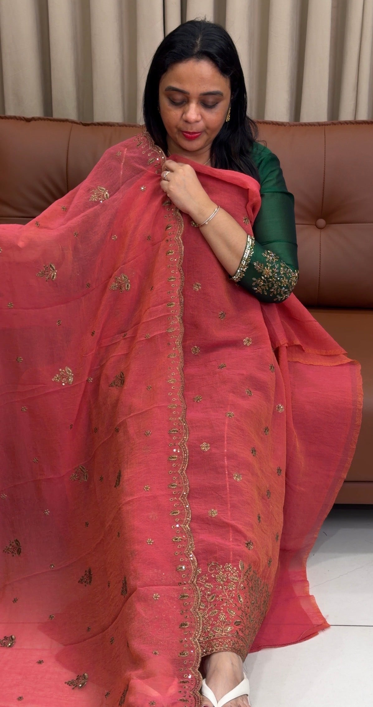 CRUSHED CHIFFON UNSTITCHED SALWAR SUITS - IHA 33833