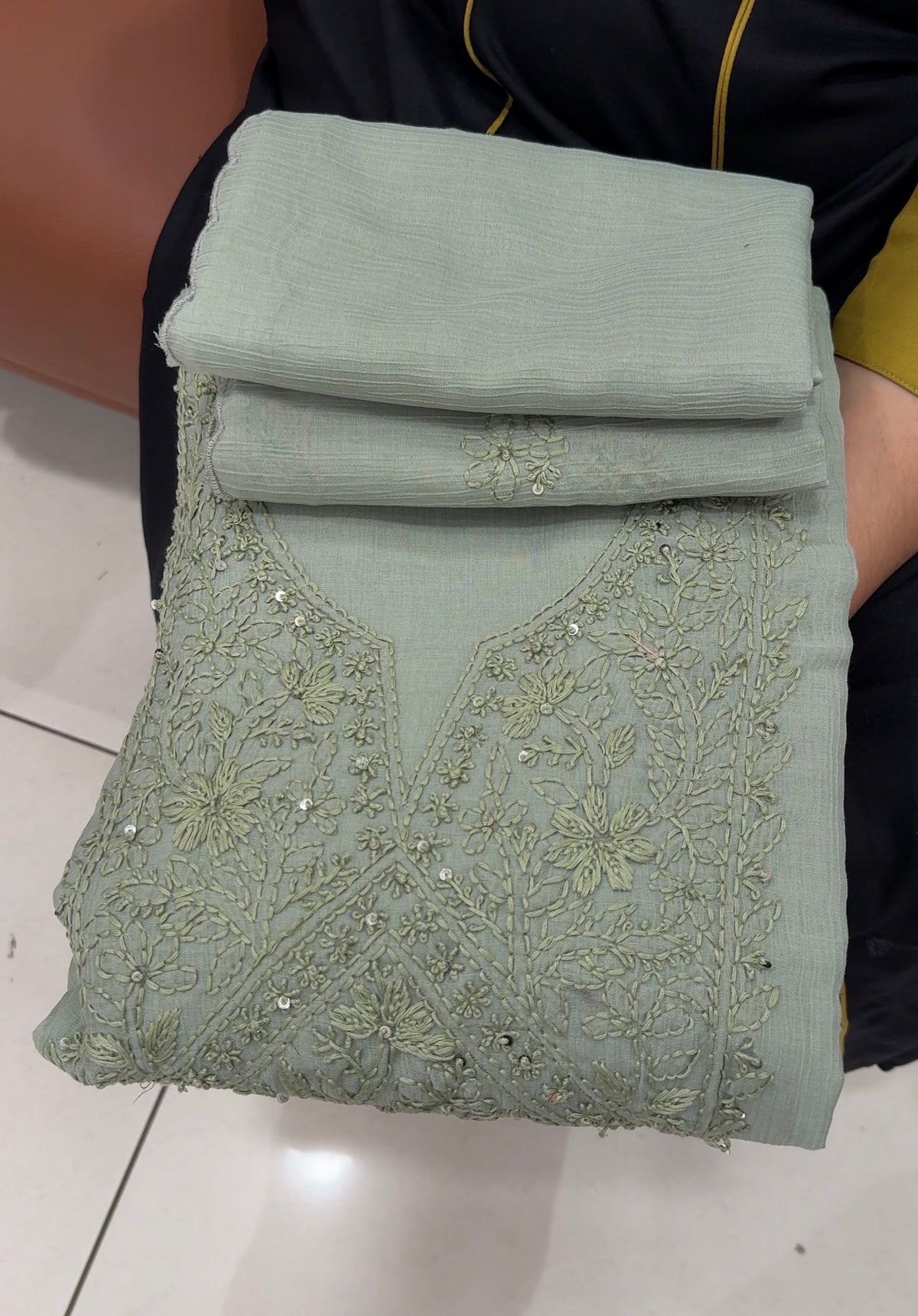 LUCKNOWI CHIKANKARI UNSTITCHED SALWAR SUITS -IHA 35401