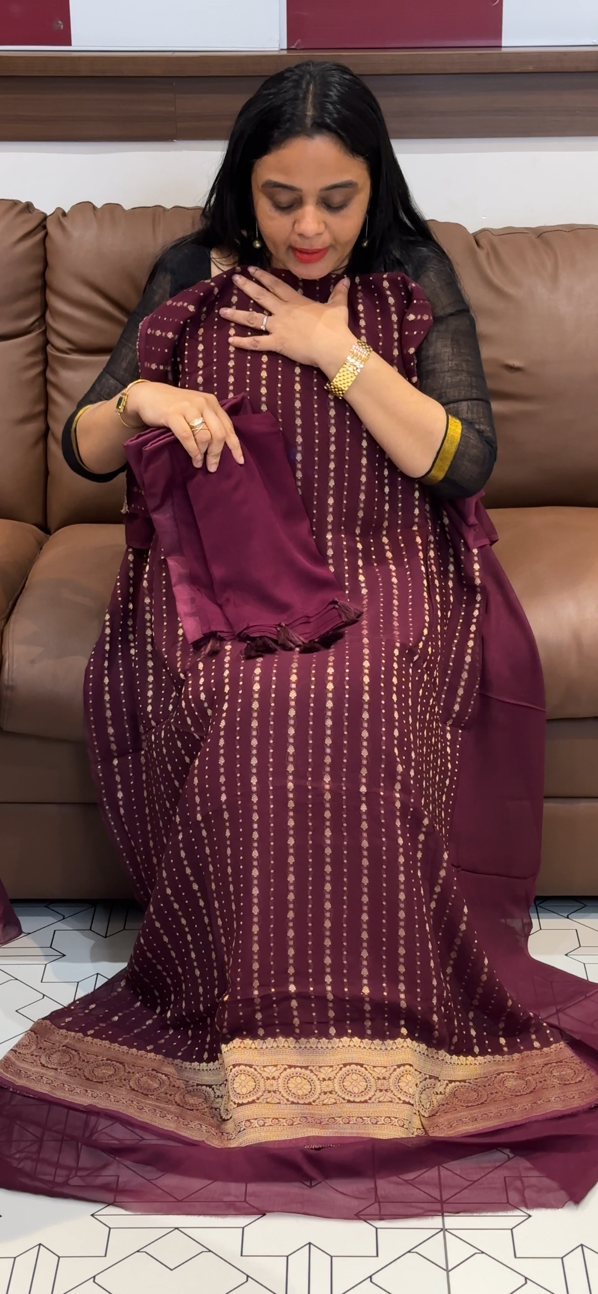 VISCOSE GEORGETTE UNSTITCHED SALWAR SUITS - IHA 35512