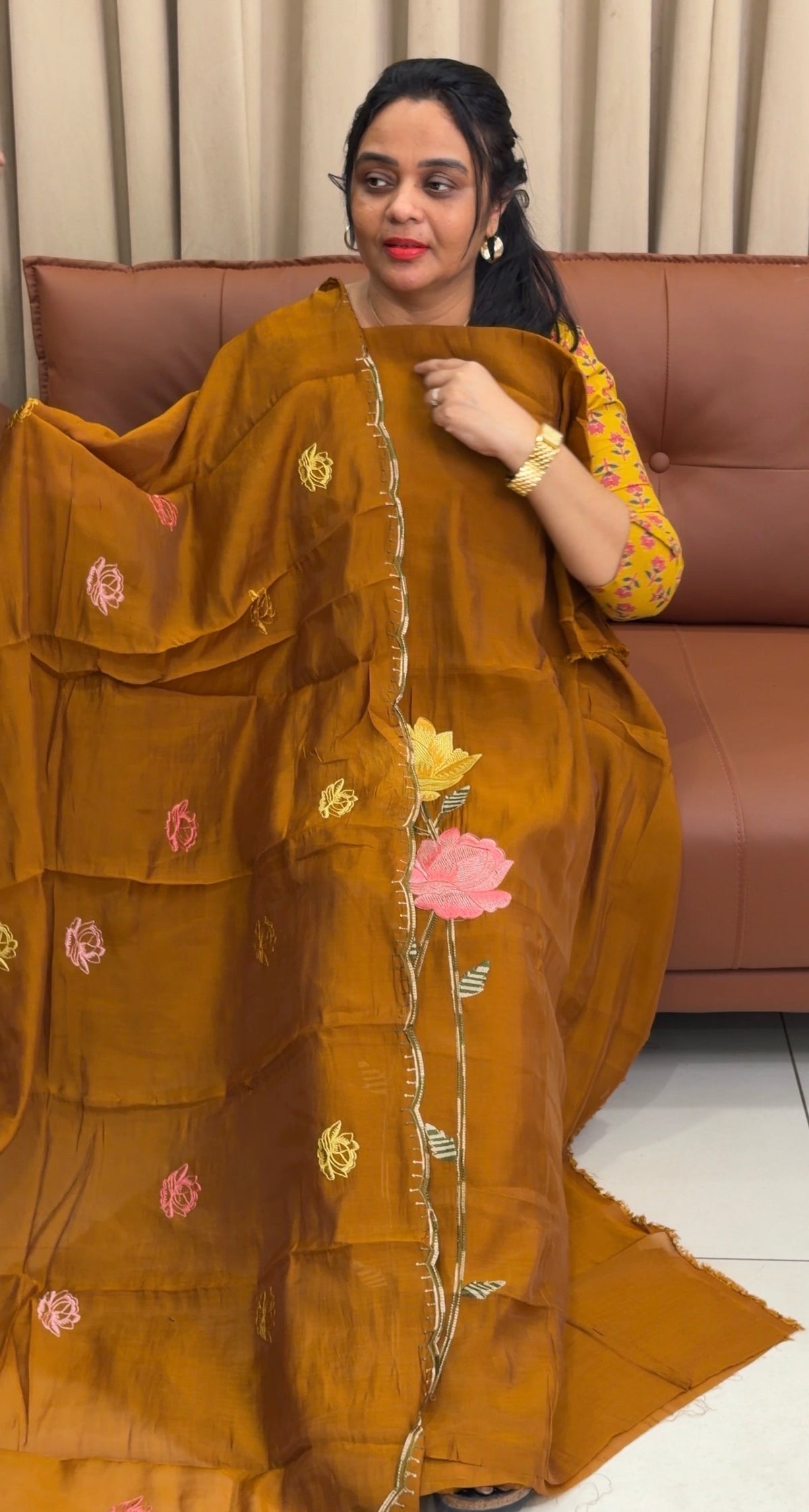 MUL CHANDERI UNSTITCHED SALWAR SUITS - IHA 35428
