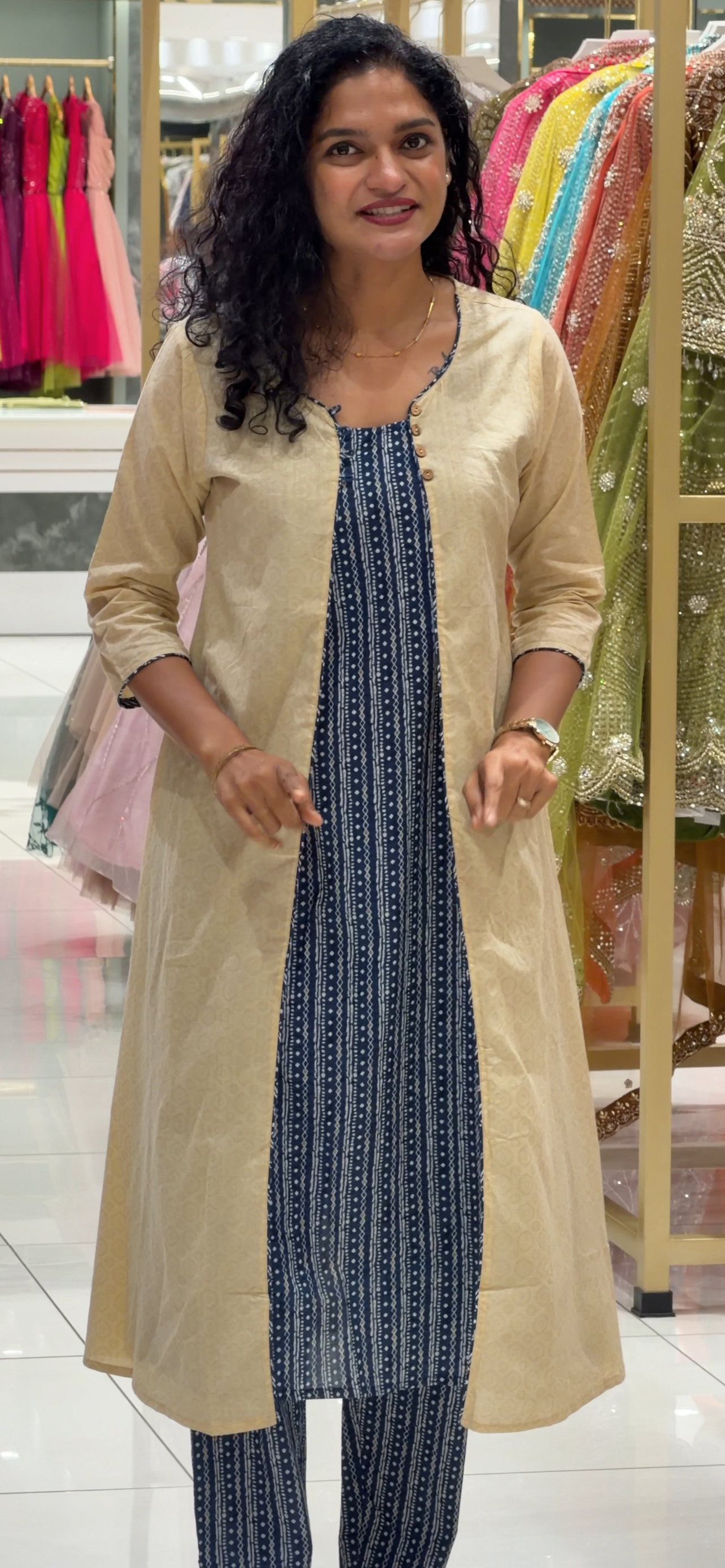 PRINTED ALINE TOP JACKET AND BOTTOM - IHA 34122