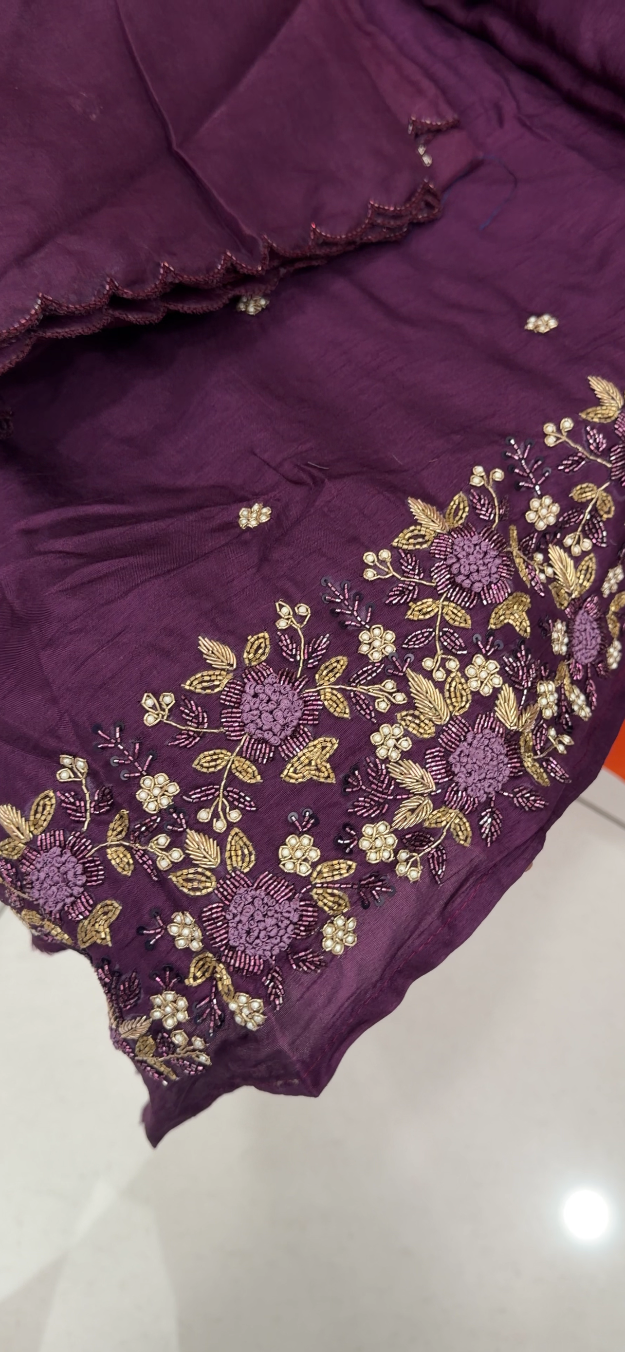 HANDWORKED SILK UNSTITCHED SALWAR SUITS - IHA 34286