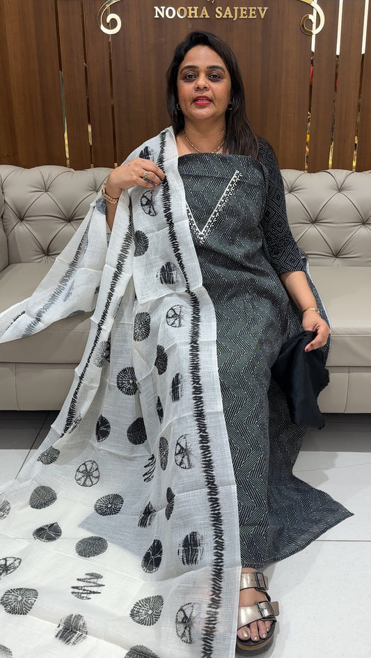 SEMI MODAL CHANDERI UNSTITCHED SALWAR SUITS - IHA 24210