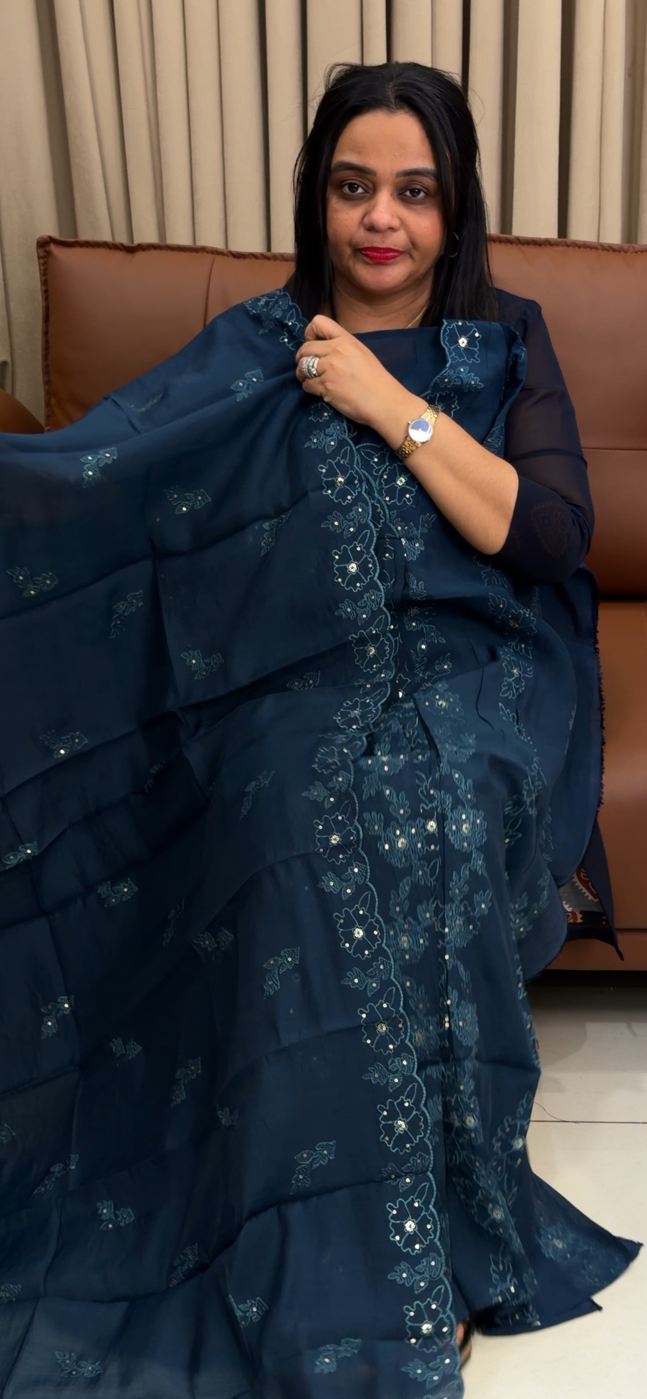 MALAI CHANDERI UNSTITCHED SALWAR SUITS - IHA 34676