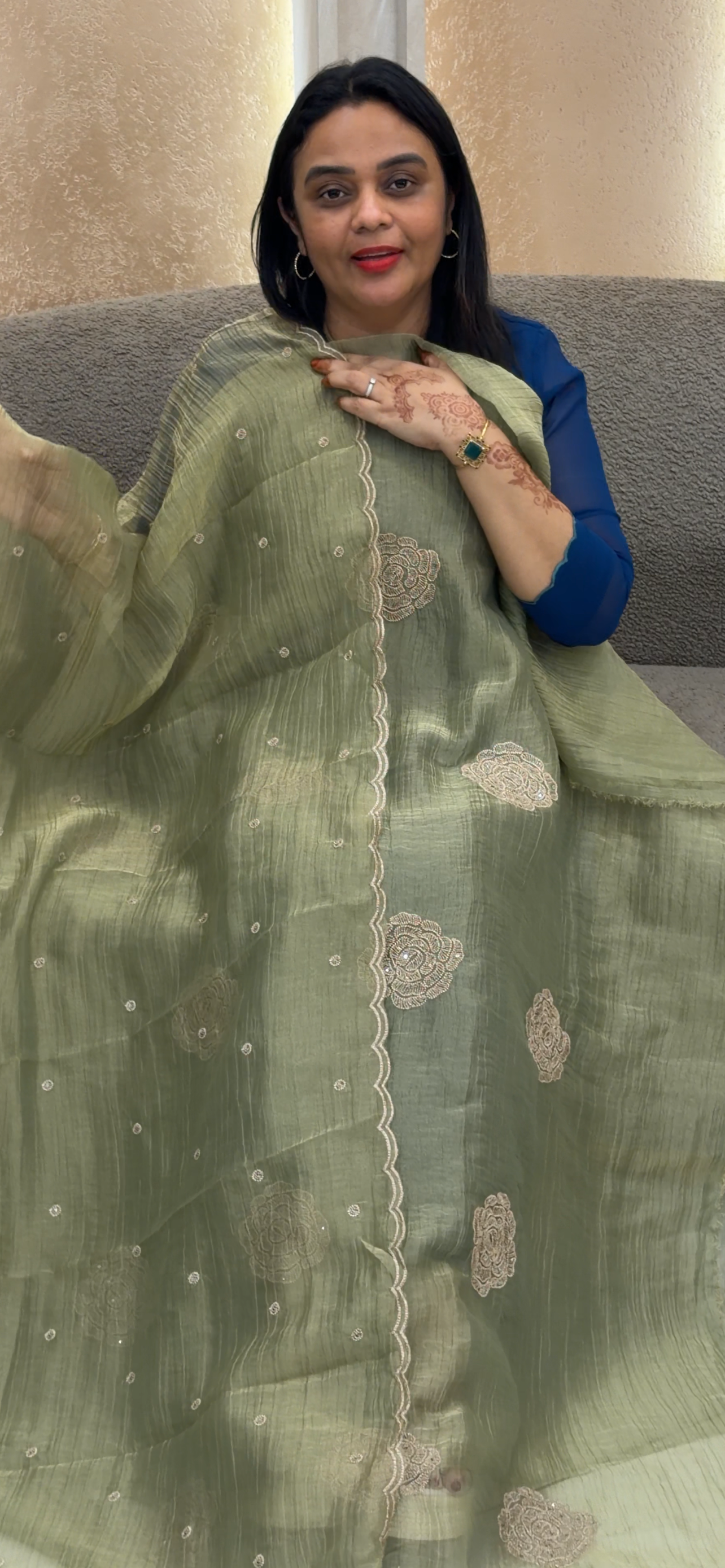 CRUSHED TISSUE UNSTITCHED SALWAR SUITS - IHA 33086