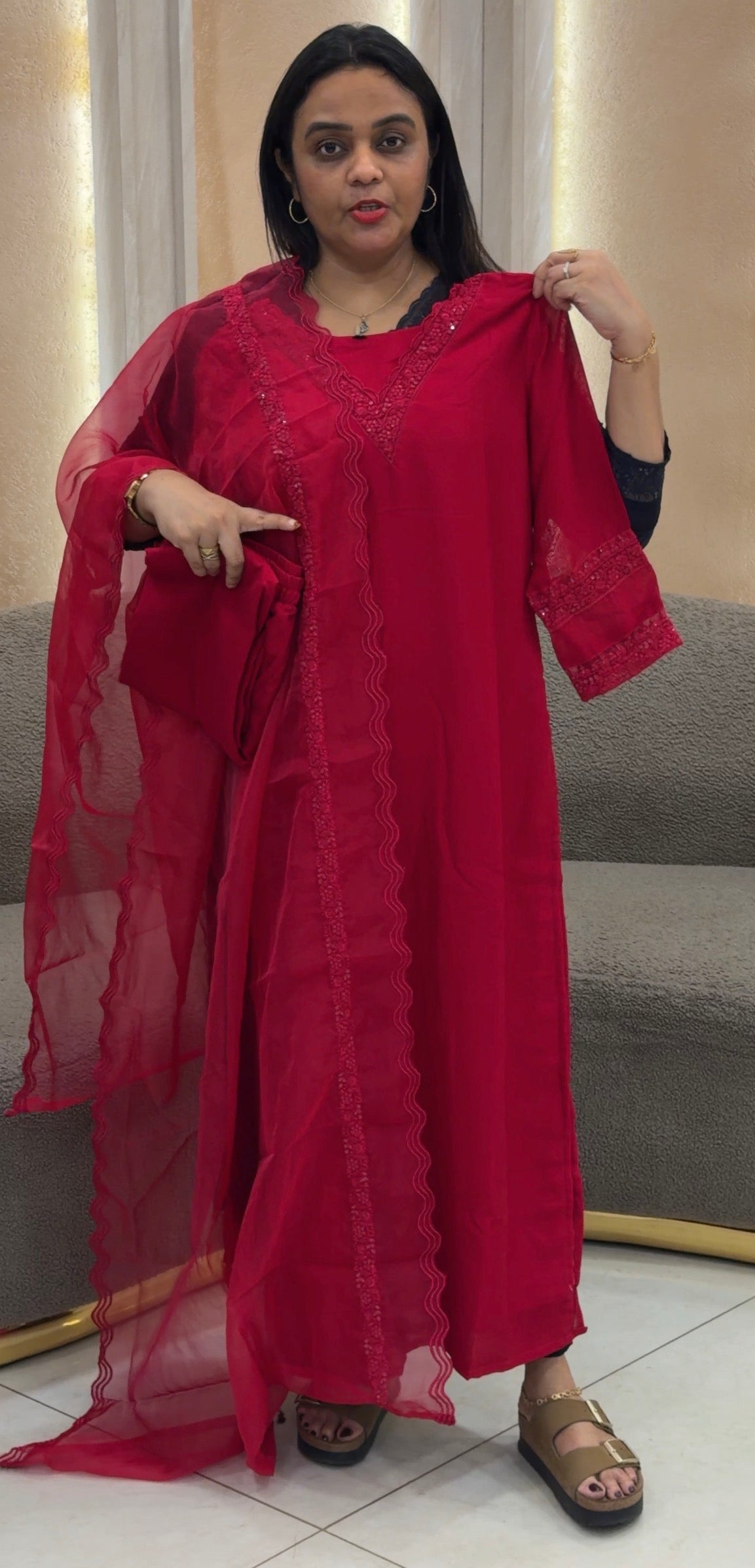 SEMI RAW SILK TOP ,BOTTOM AND DUPATTA - IHA 33209
