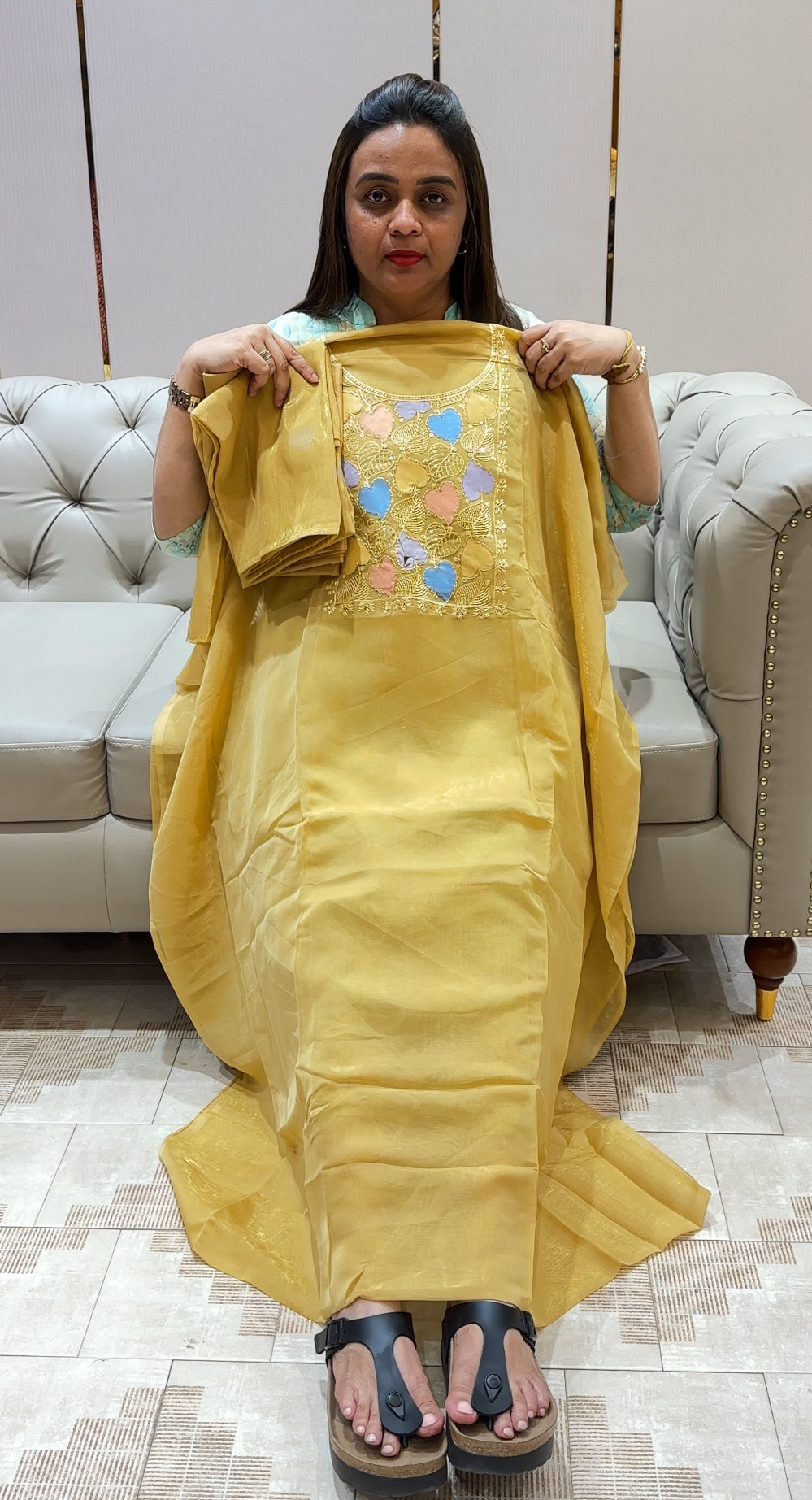 SHIMMER CHIFFON UNSTITCHED SALWAR SUITS - IHA 21711