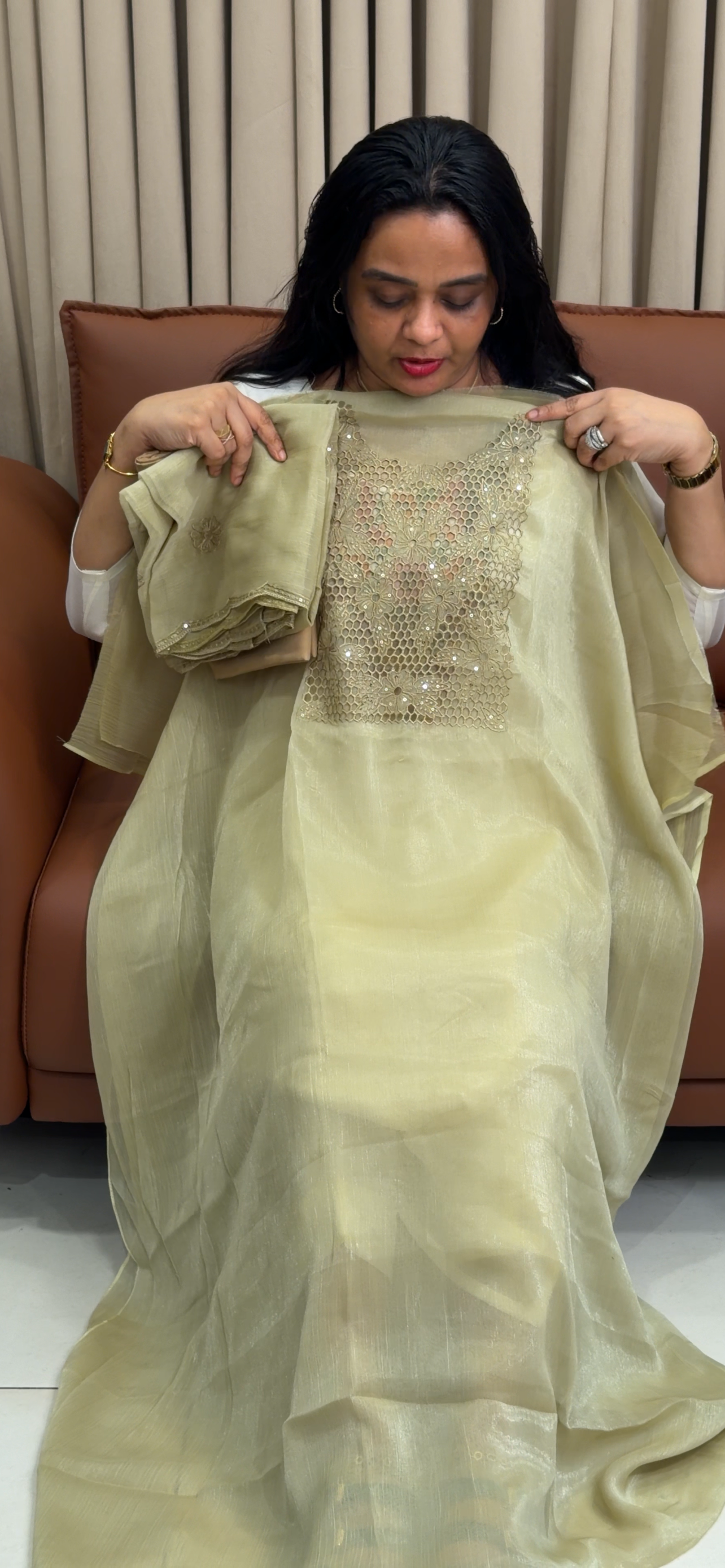 SHIMMER CHIFFON UNSTITCHED SALWAR SUITS - IHA 34896