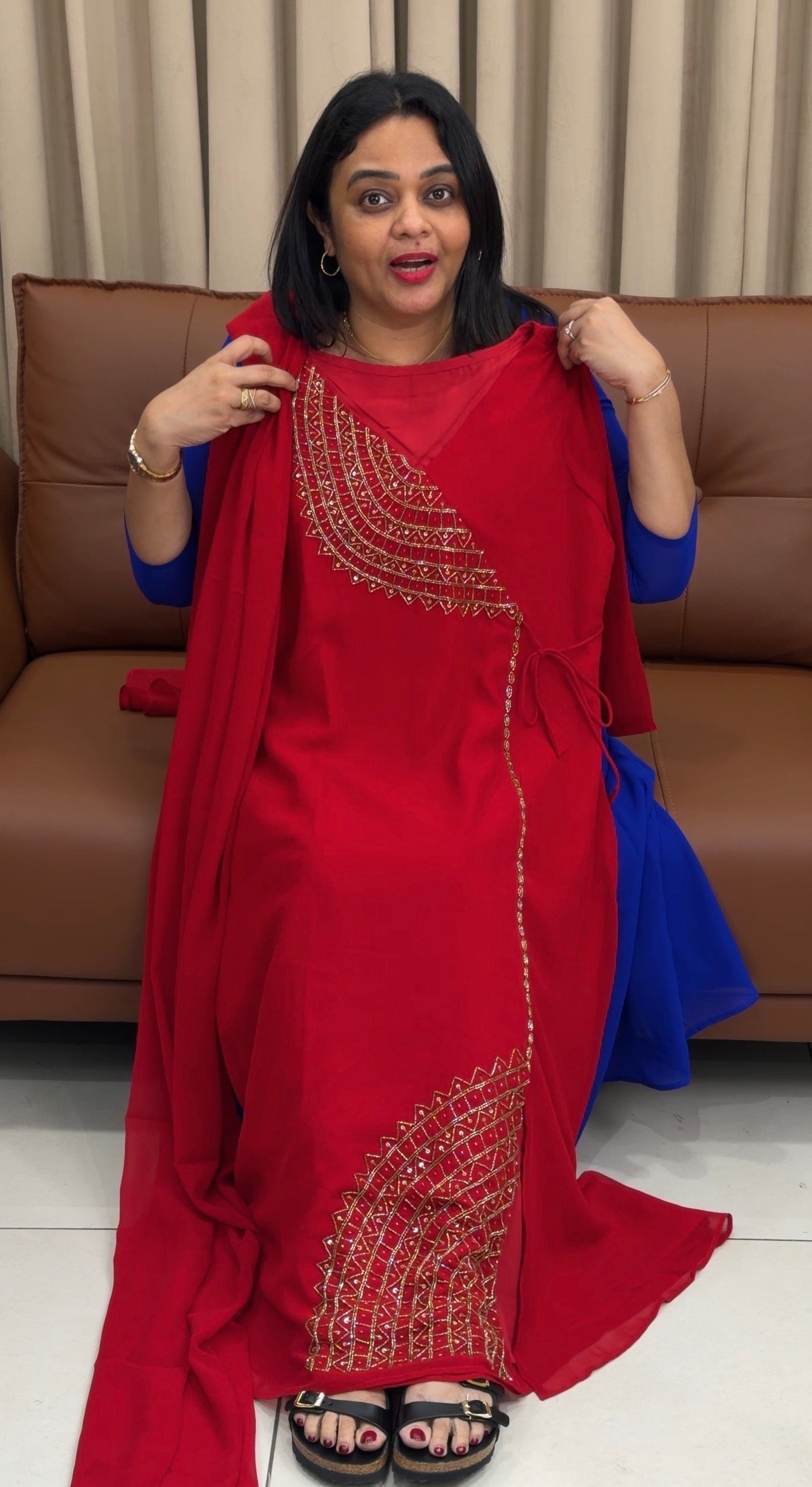 IHA'S IN-HOUSE HANDWORKED ALINE  TOP AND DUPATTA - IHA 33887