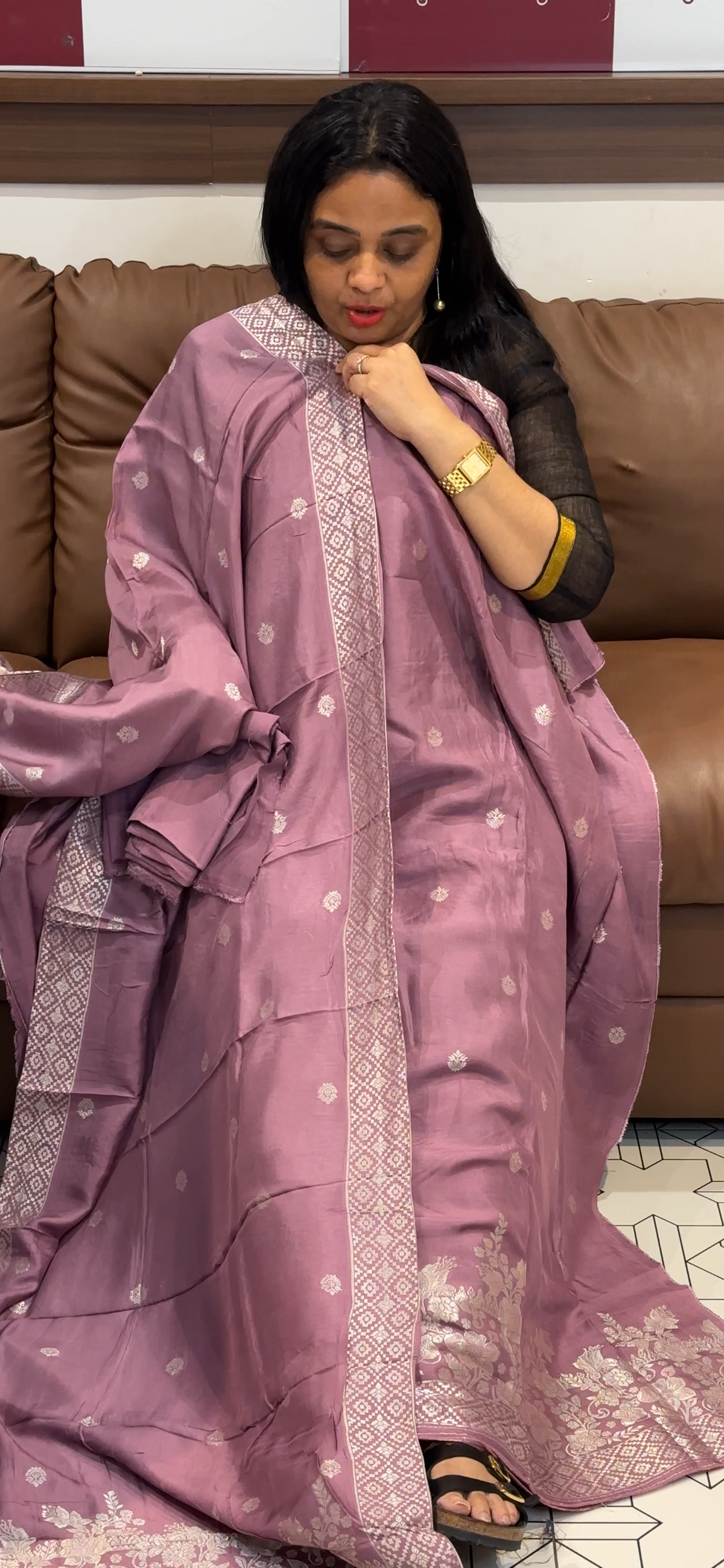 SILK DOLA BANARASI UNSTITCHED SALWAR SUITS - IHA 35536