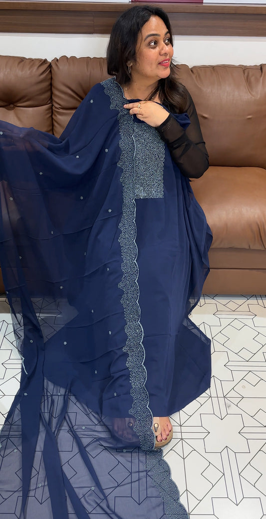 FAUX GEORGETTE UNSTITCHED SALWAR SUITS  -  IHA 26233