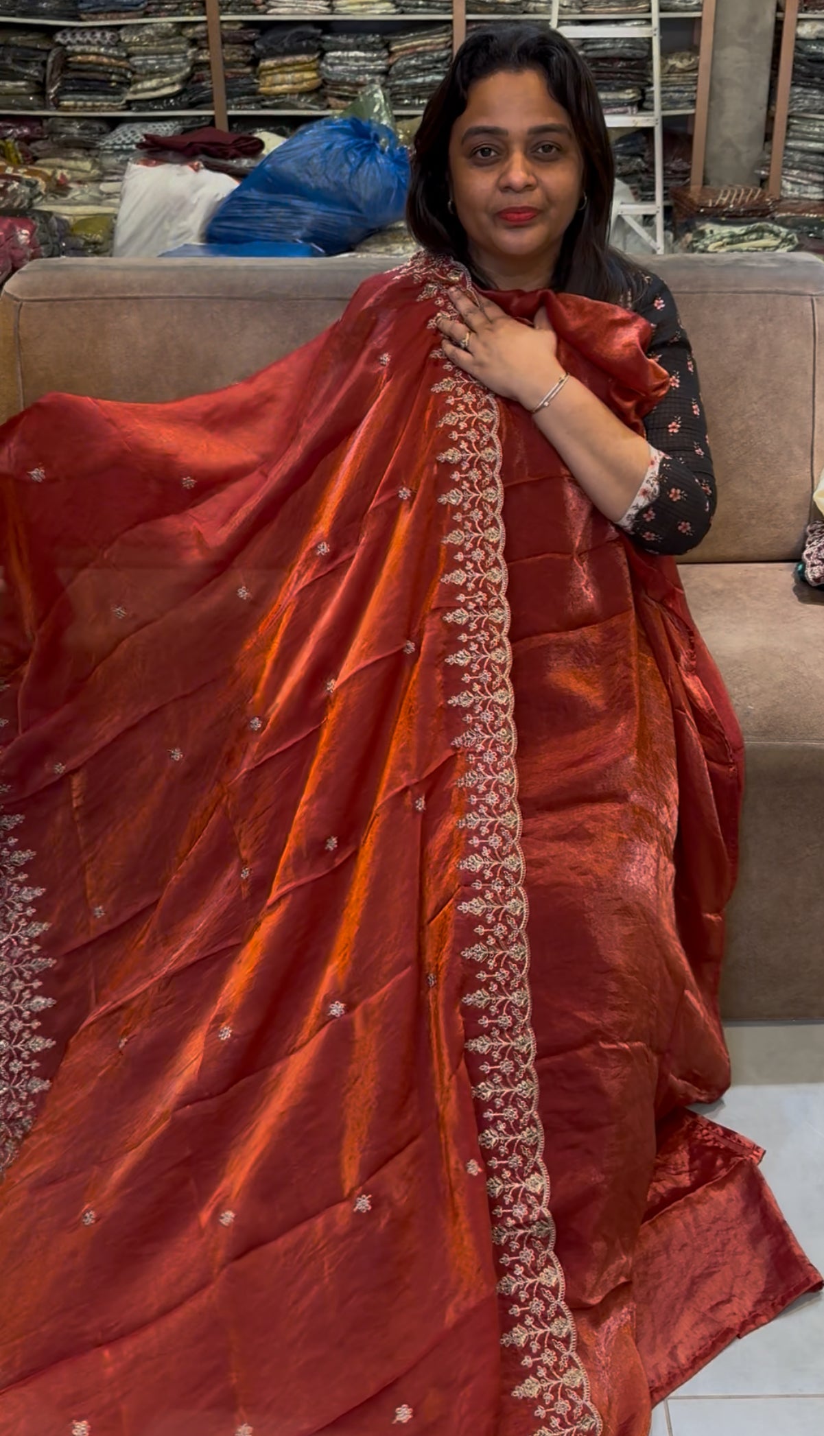 VELVET ORGANZA UNSTITCHED SALWAR SUITS - IHA 25254