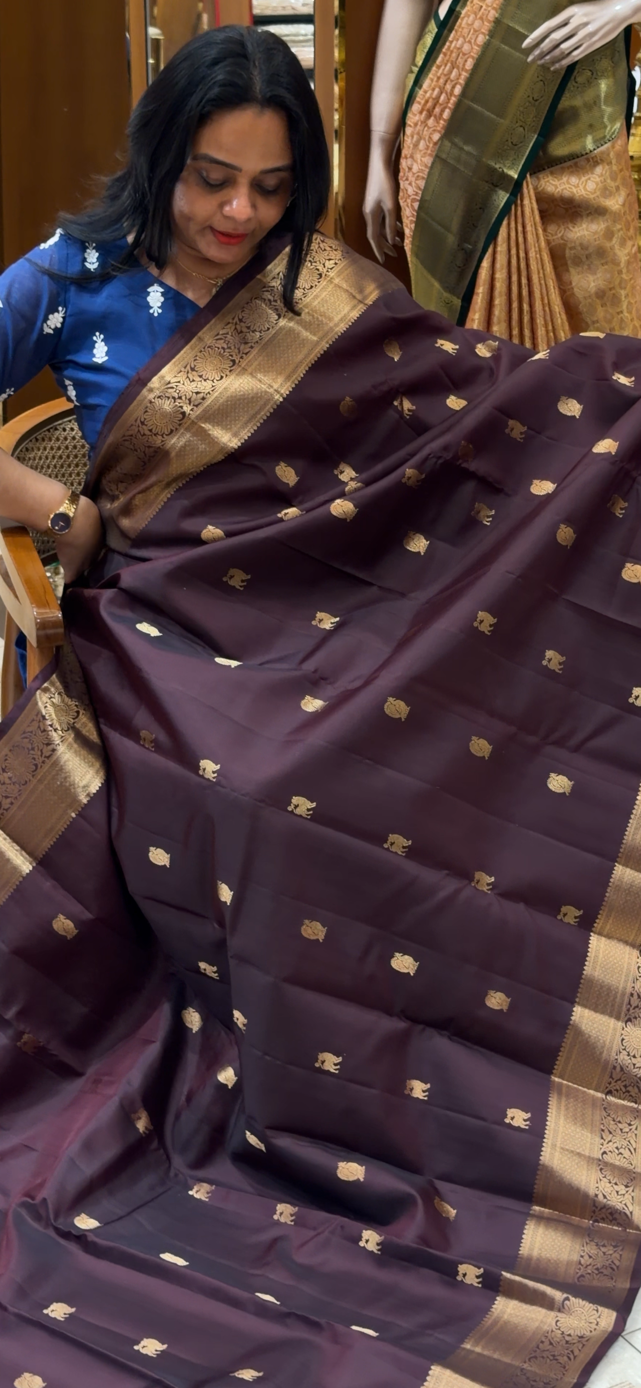 HANDLOOM KANCHIPURAM  SAREES - IHA 33550