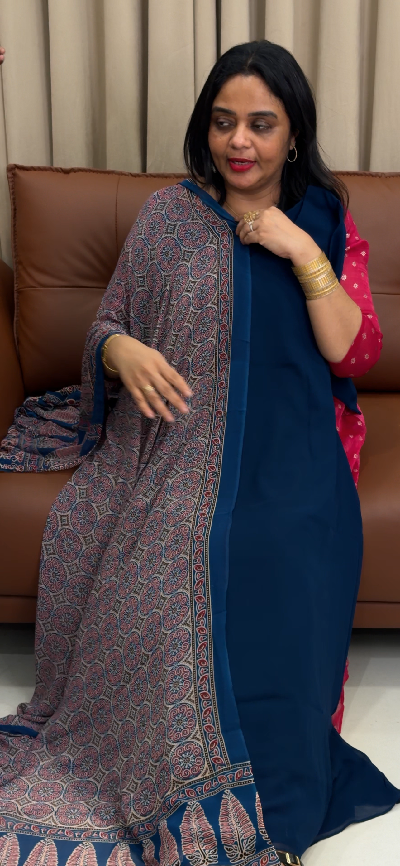 FAUX GEORGETTE ALINE TOP AND DUPATTA - IHA 34028