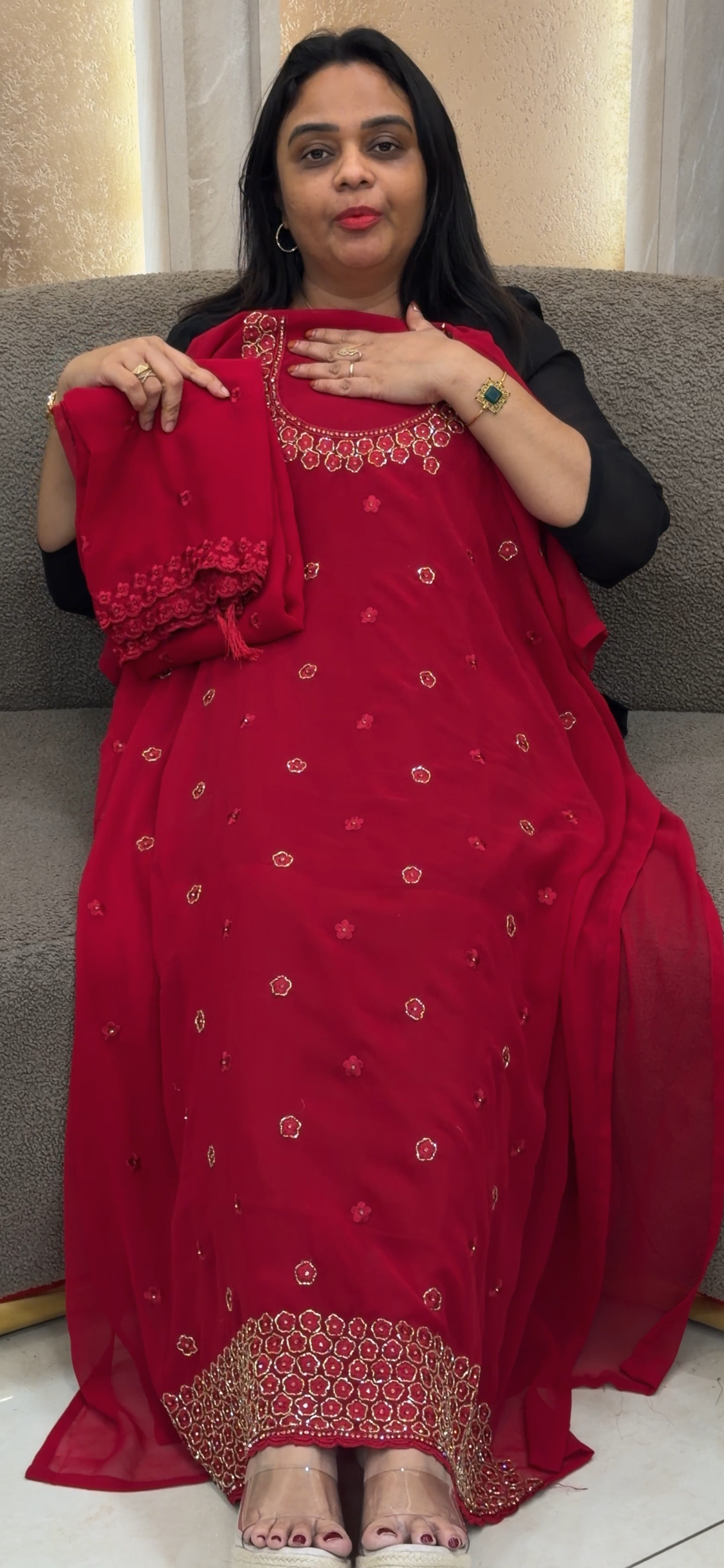 FAUX GEORGETTE UNSTITCHED SALWAR SUITS - IHA 33368