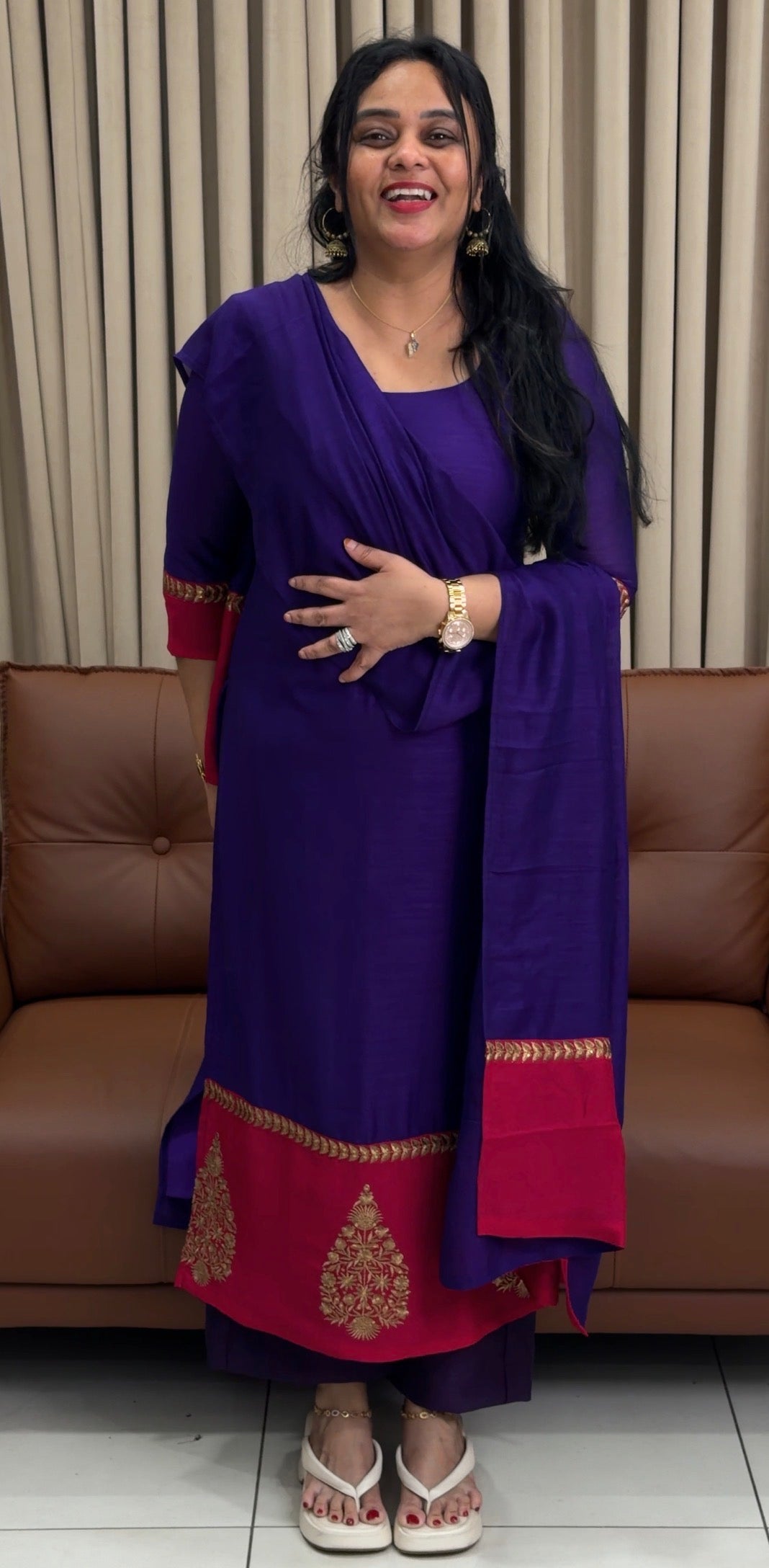 IHA'S IN-HOUSE SEMI RAW SILK TOP,BOTTOM AND DUPATTA - IHA 34566