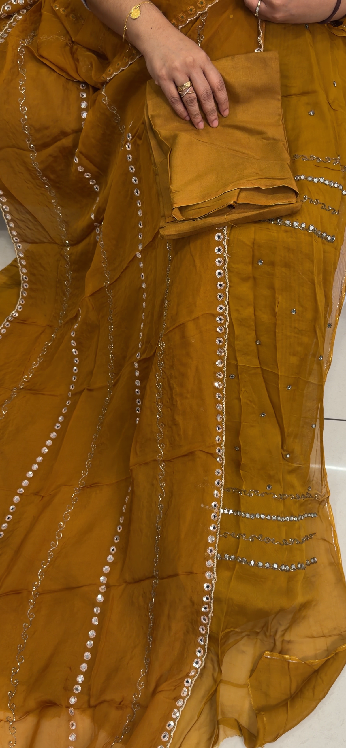 VISCOSE ORGANZA UNSTITCHED SALWAR SUITS - IHA 35941