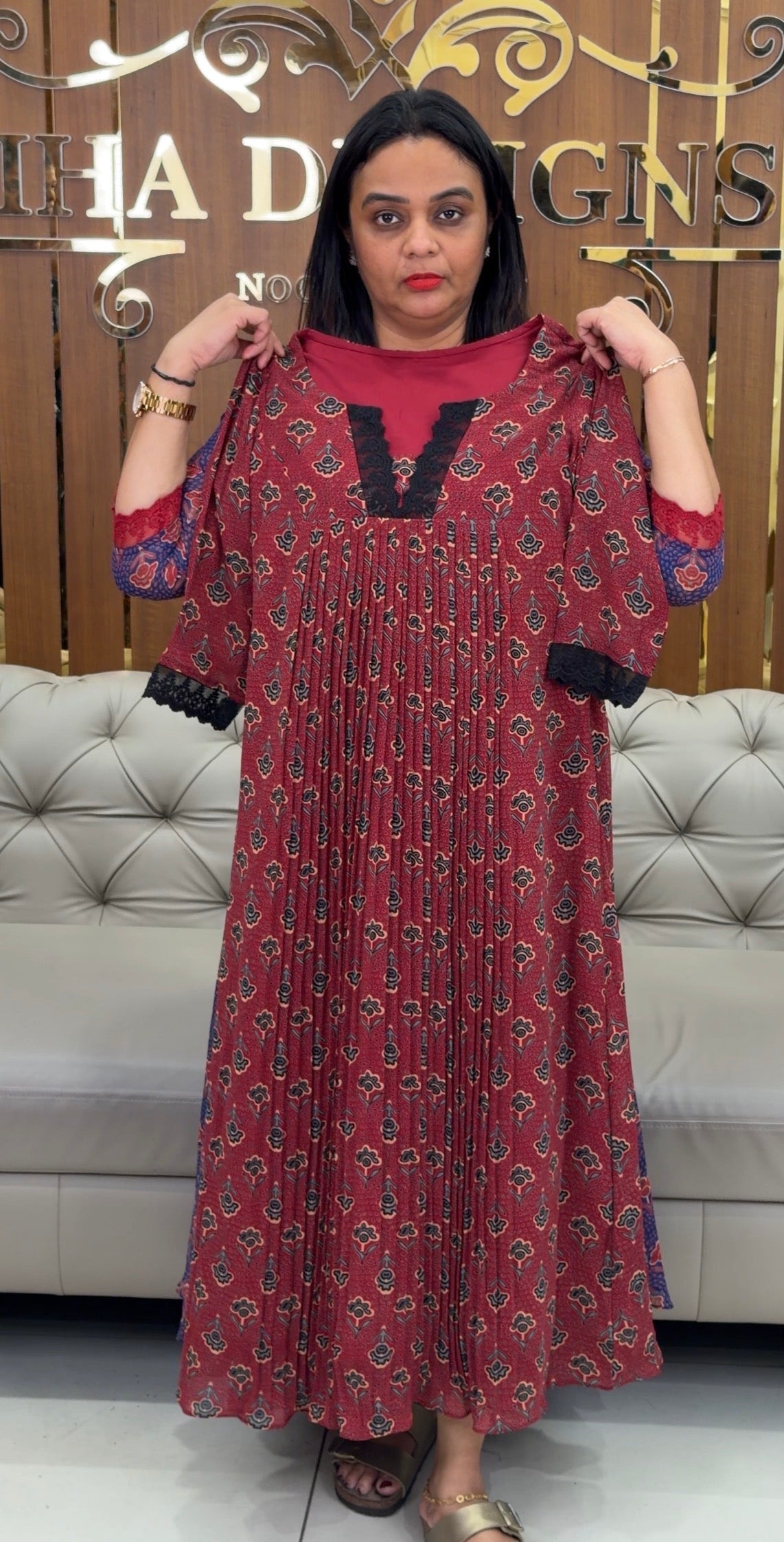 IHA'S IN-HOUSE PRINTED GEORGETTE ALINE TOPS - IHA 32347