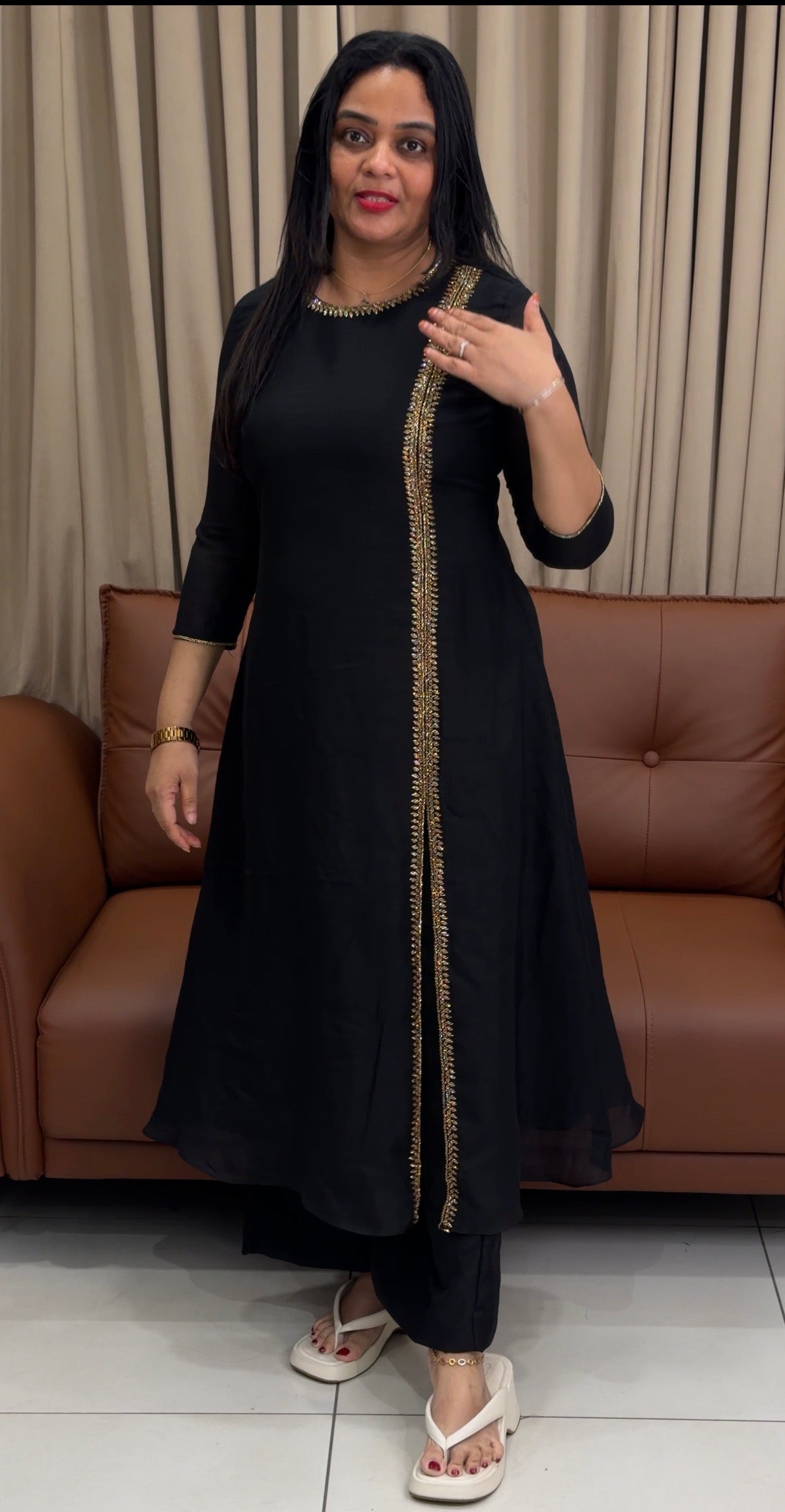 IHA'S IN-HOUSE SEMI RAW SILK ALINE CO-ORDS SETS - IHA 33817