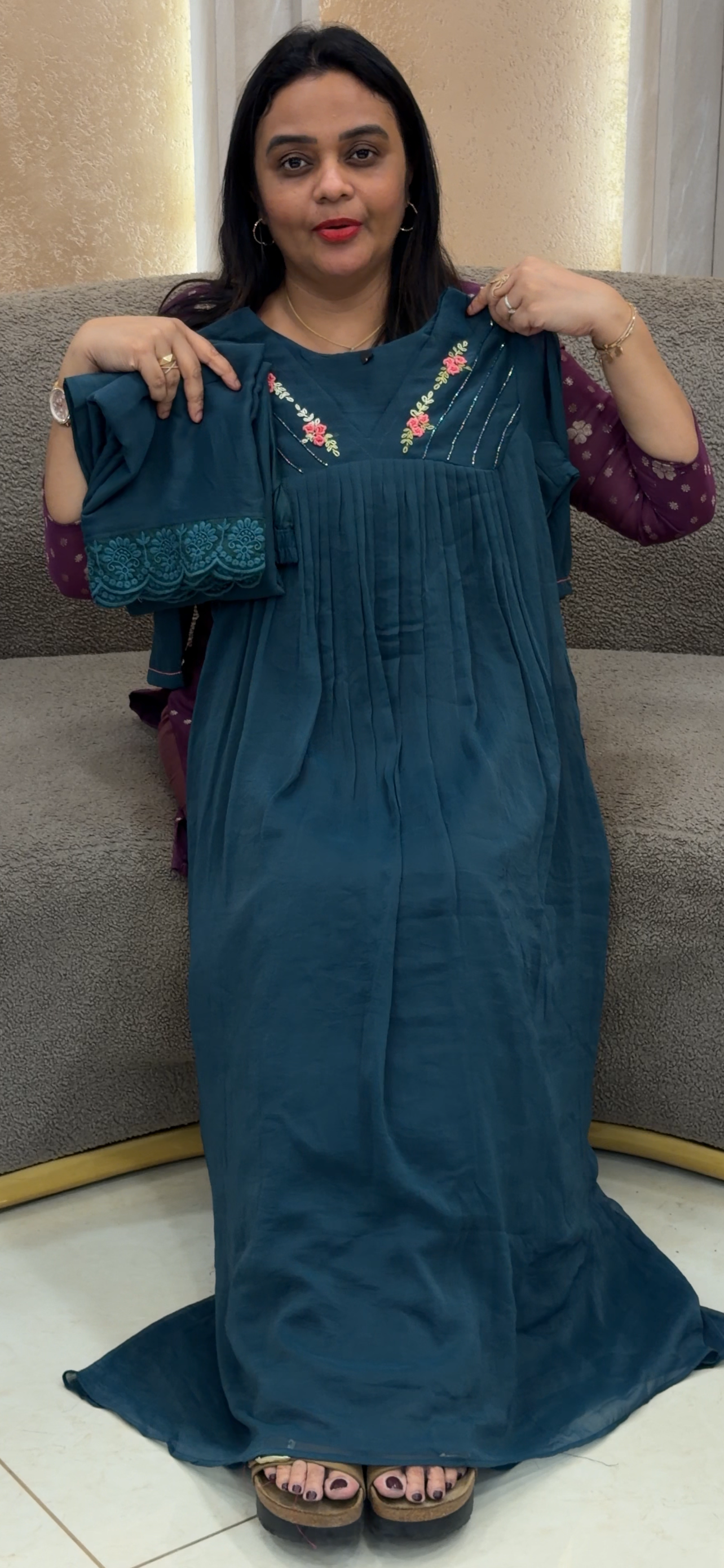 CRUSHED  CHIFFON TOP, BOTTOM AND DUPATTA  - IHA 32863