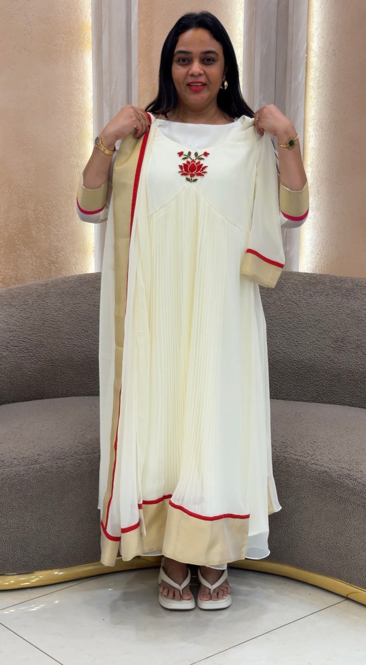 IHA'S IN-HOUSE GEORGETTE  ALINE TOP AND DUPATTA - IHA 33503