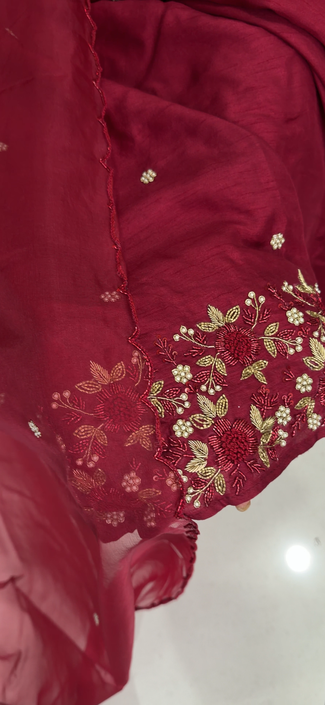 HANDWORKED SILK UNSTITCHED SALWAR SUITS - IHA 34286