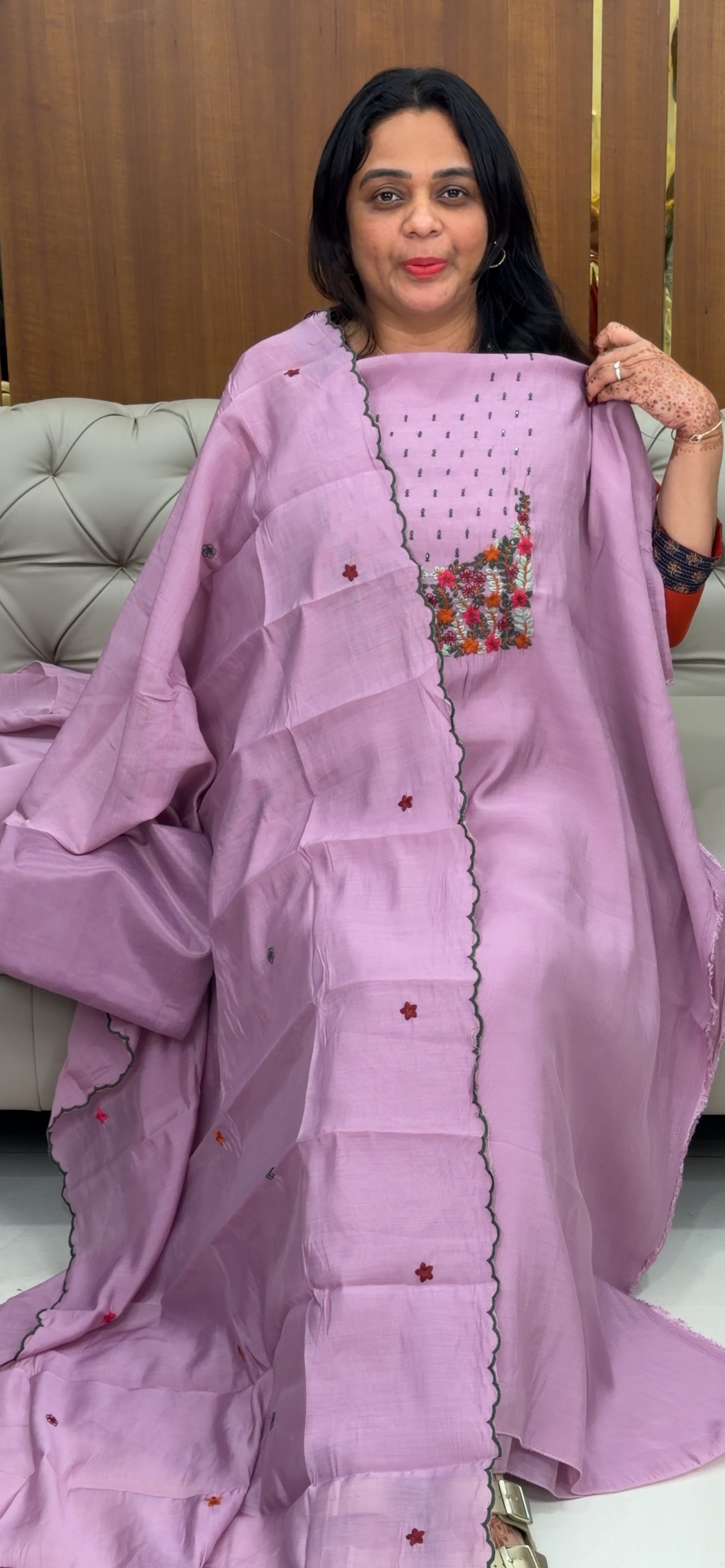 MALAI CHANDERI UNSTITCHED SALWAR SUITS - IHA 33270