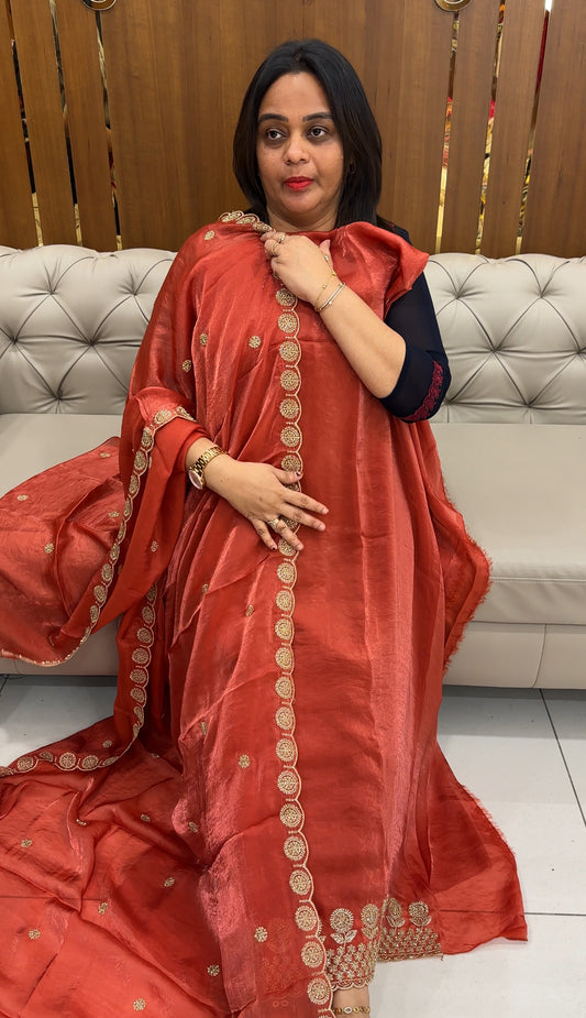 VELVET ORGANZA UNSTITCHED SALWAR SUITS - IHA 26083