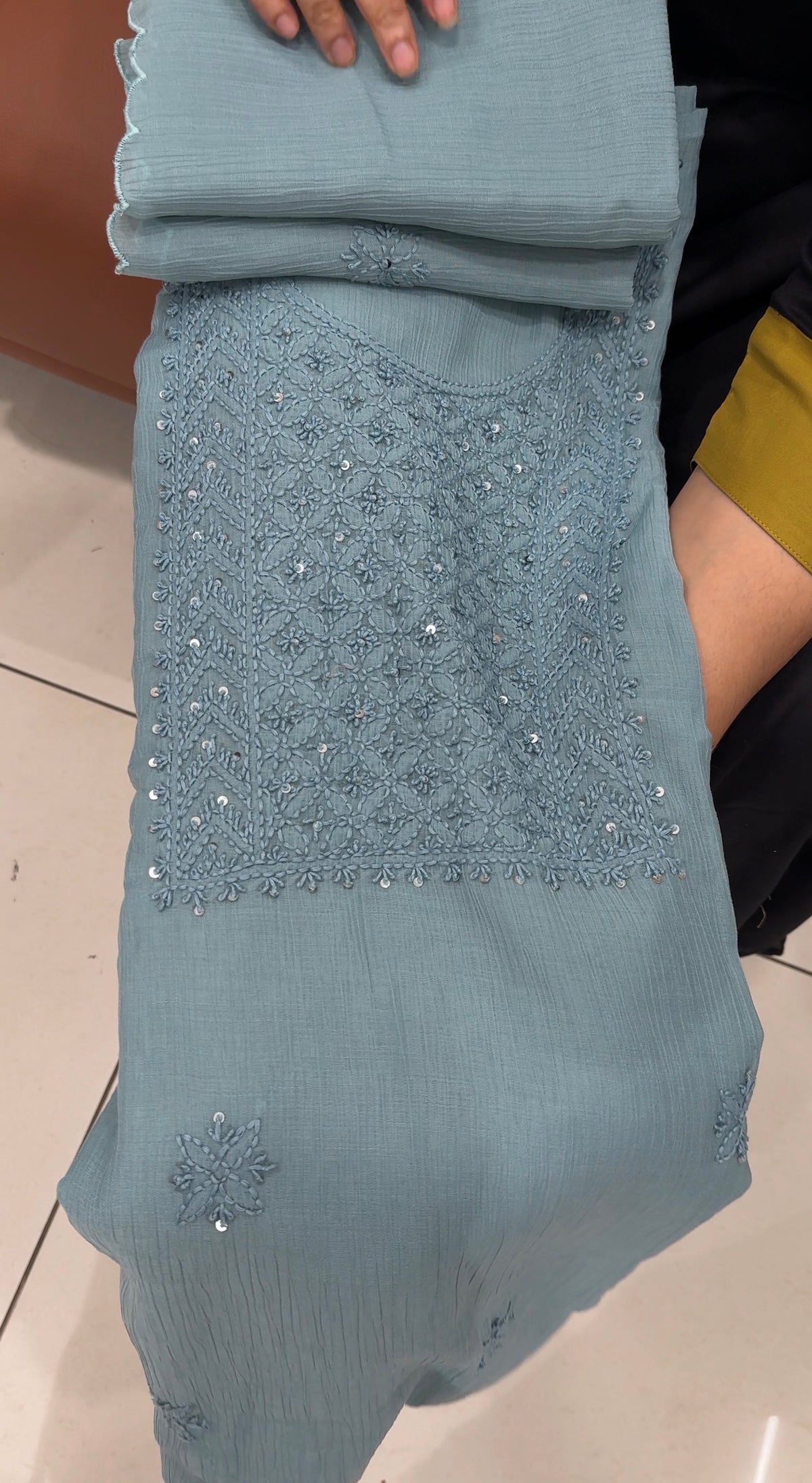 LUCKNOWI CHIKANKARI UNSTITCHED SALWAR SUITS -IHA 35401