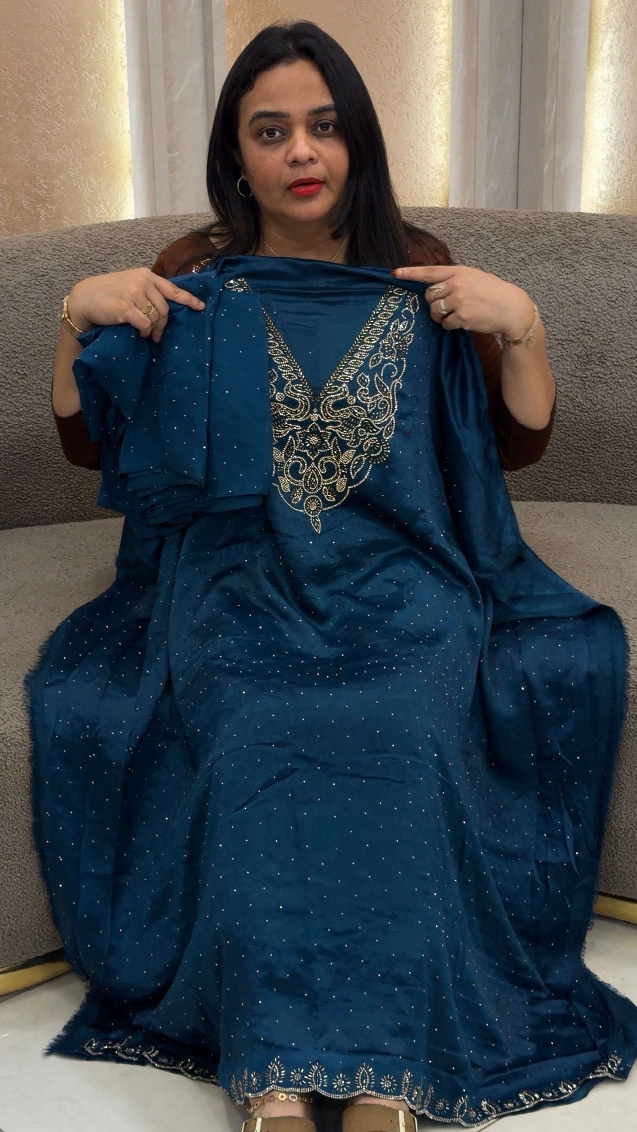 GEORGETTE VELVET UNSTITCHED SALWAR SUITS - IHA 32839