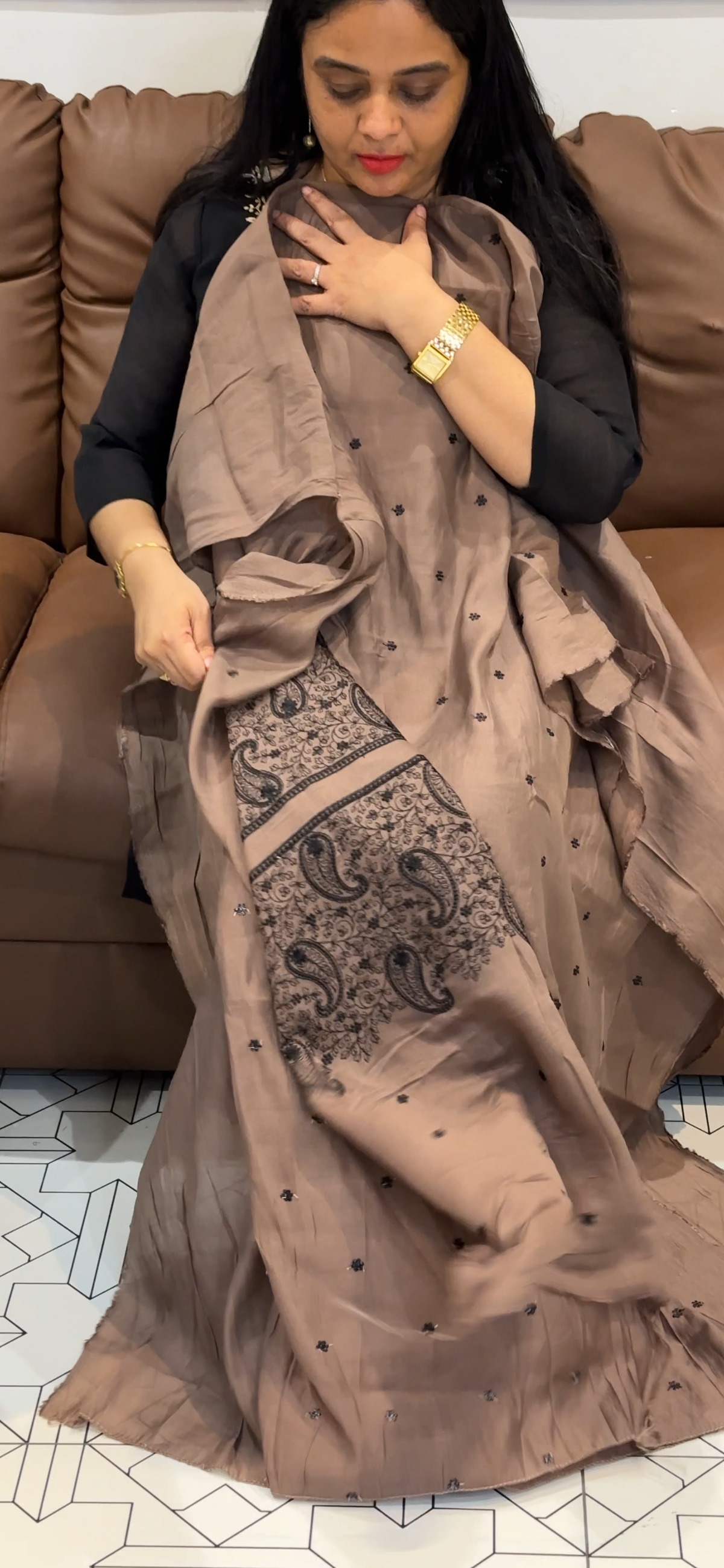 SEMI LINEN UNSTITCHED SALWAR SUITS - IHA 35579