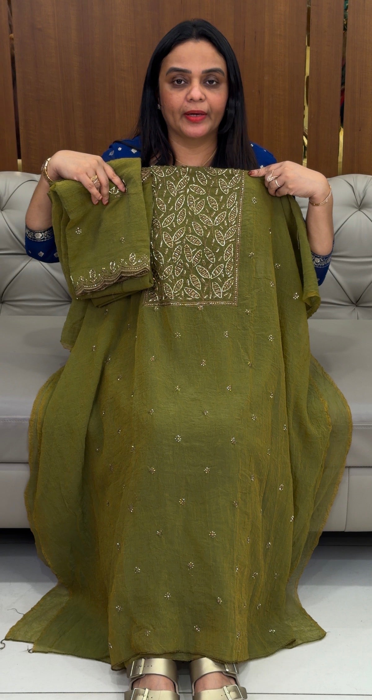 HANDWORKED UNSTITCHED SALWAR SUITS - IHA 32791